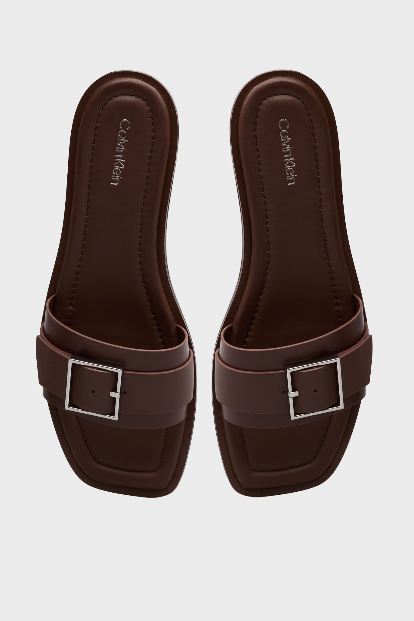 Женские коричневые кожаные слайдеры FLAT SLIDECalvin Klein Женские коричневые кожаные слайдеры FLAT SLIDE 4