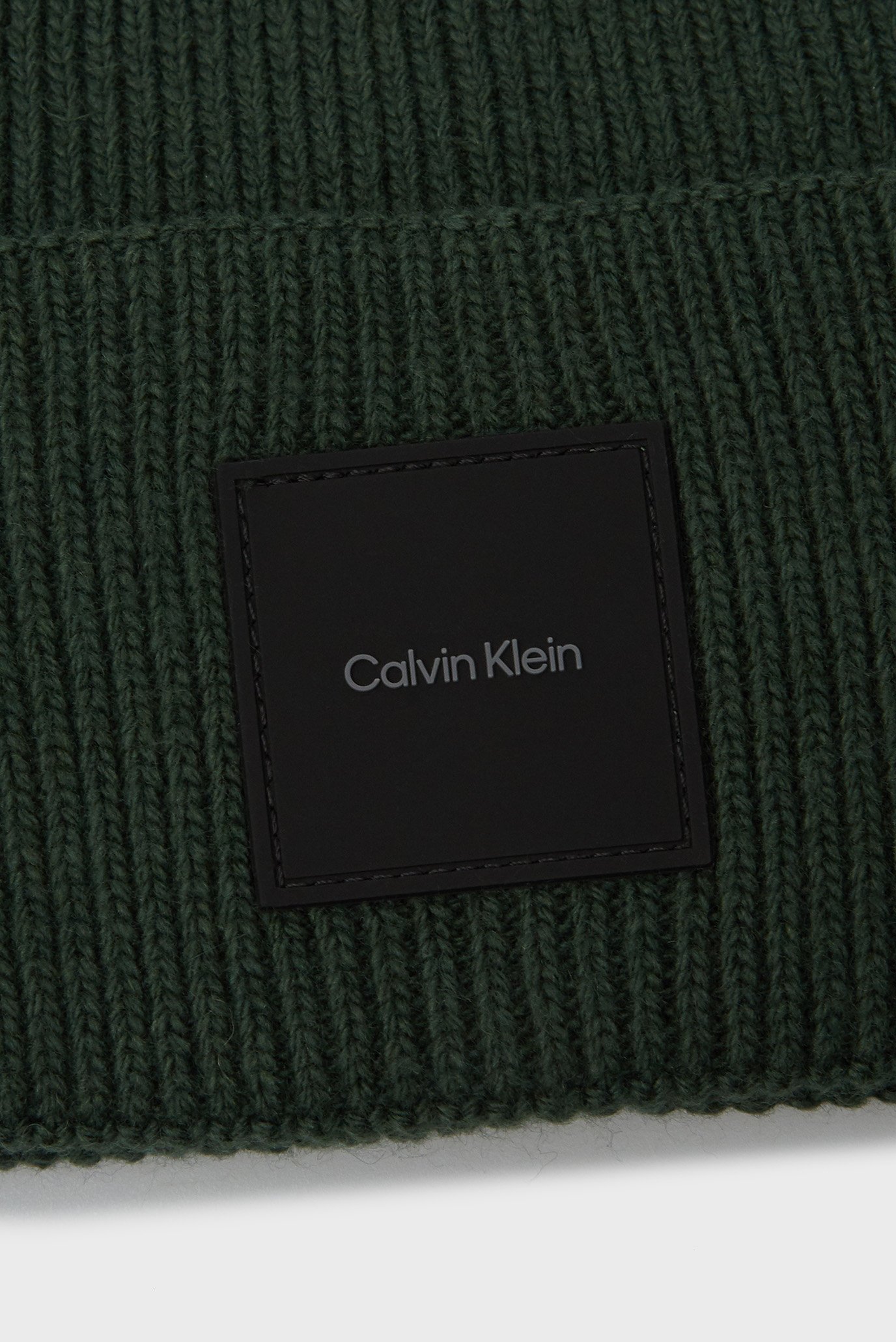 Мужская зеленая шапка COTTON WOOL FINE RIB BEANIE 4