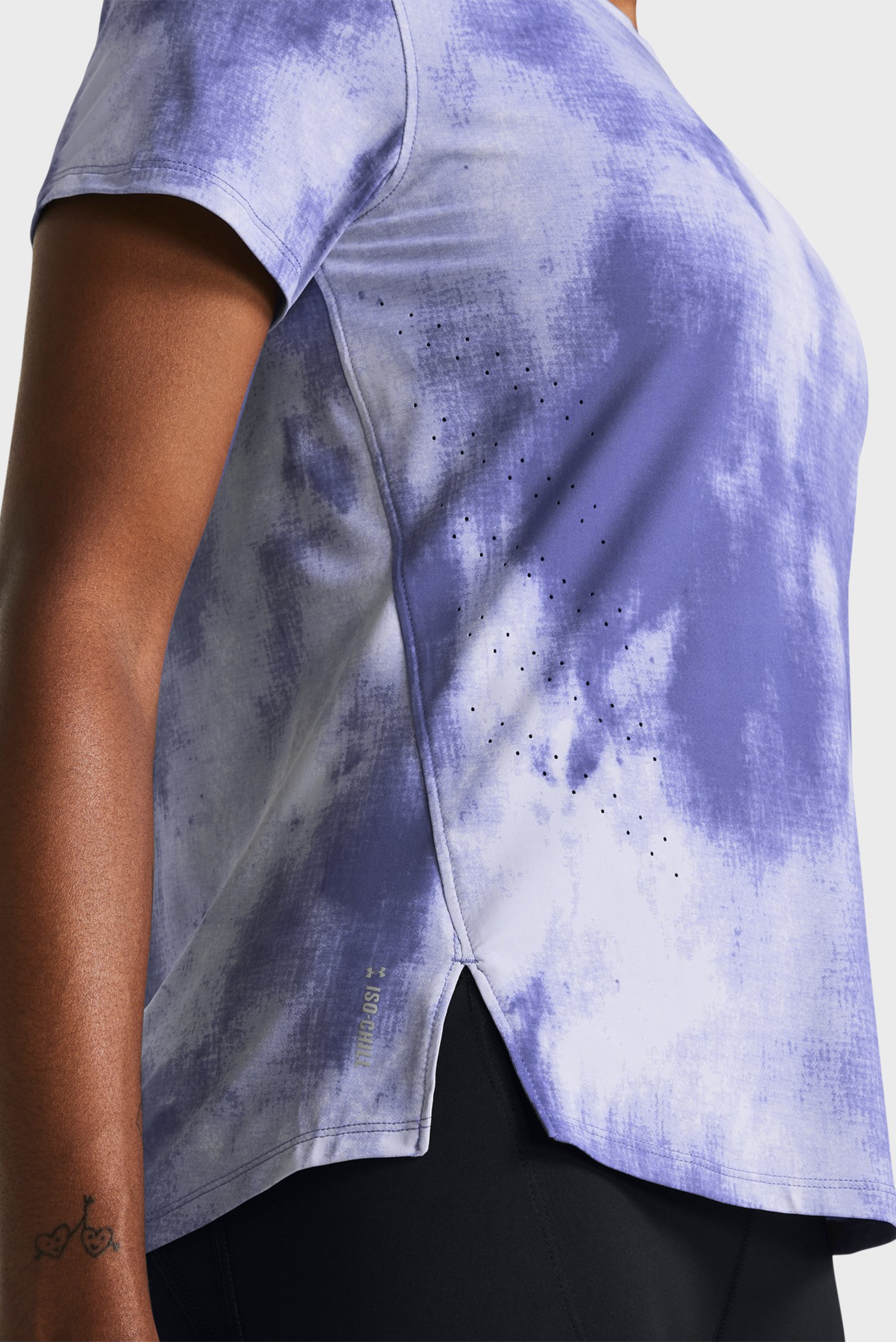 Женская фиолетовая футболка UA Launch Elite Printed SS 3