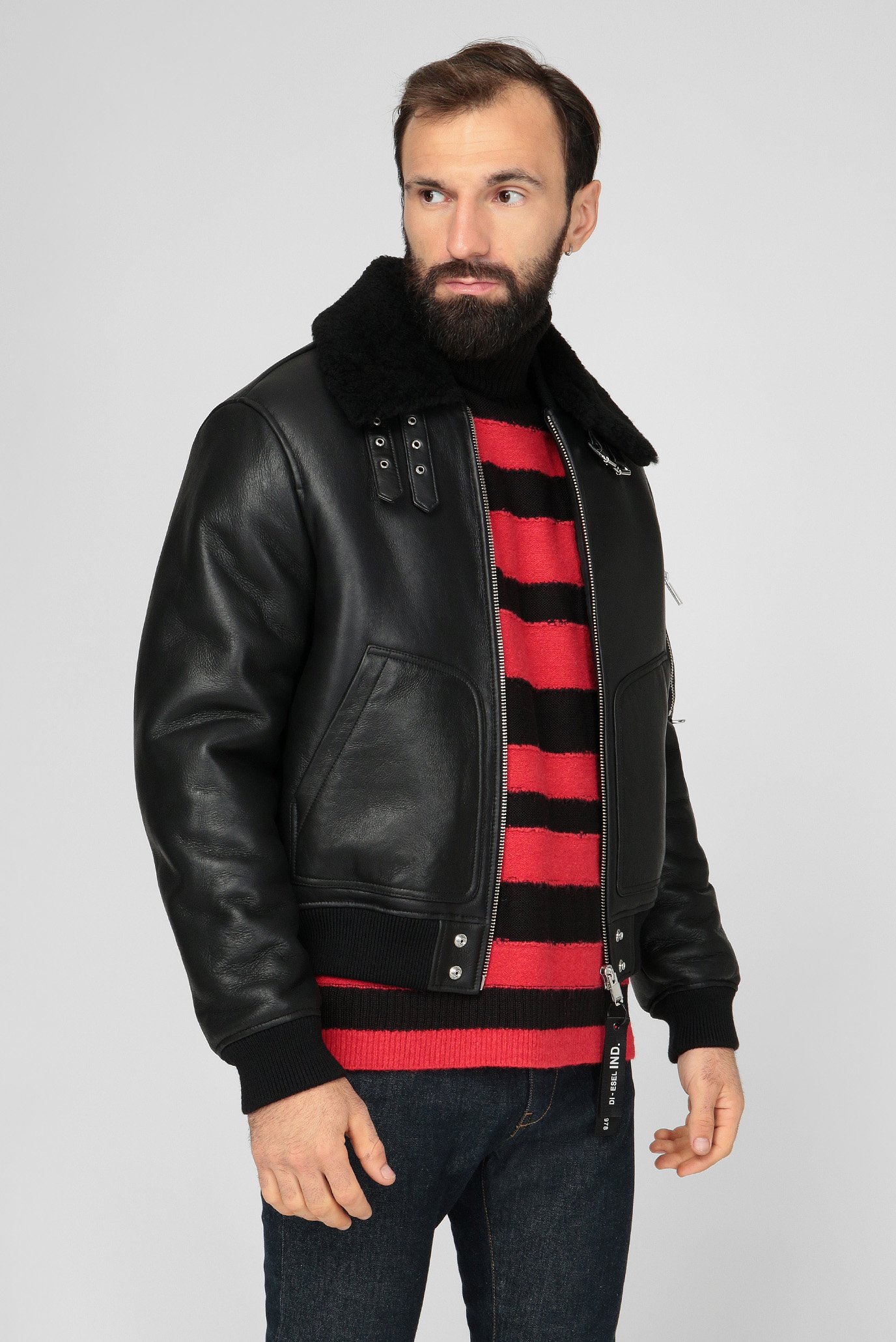 Мужская черная кожаная куртка L-ARNOLD 8