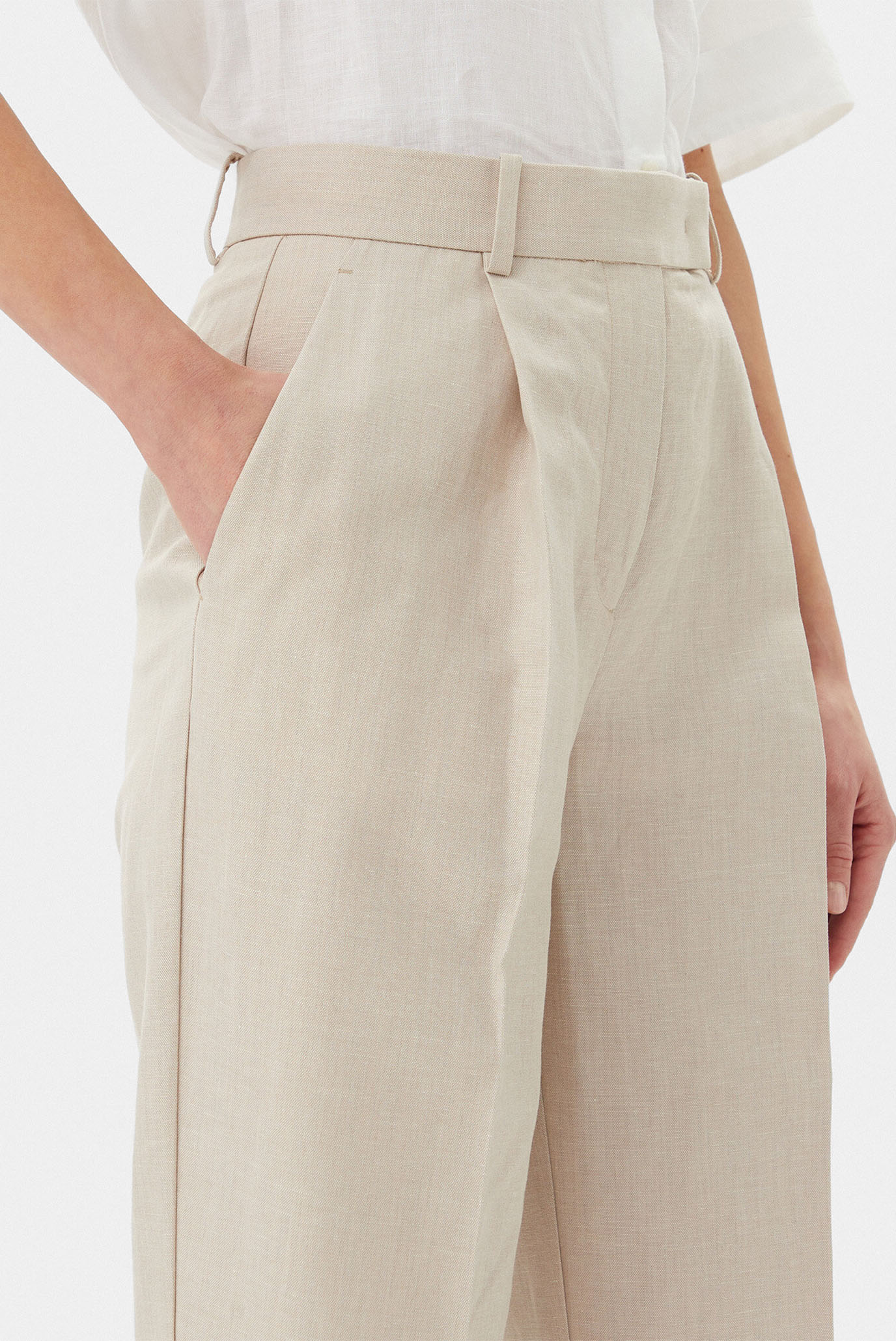 Брюки LINEN MIX PLEATED TAPERED PANTS 4