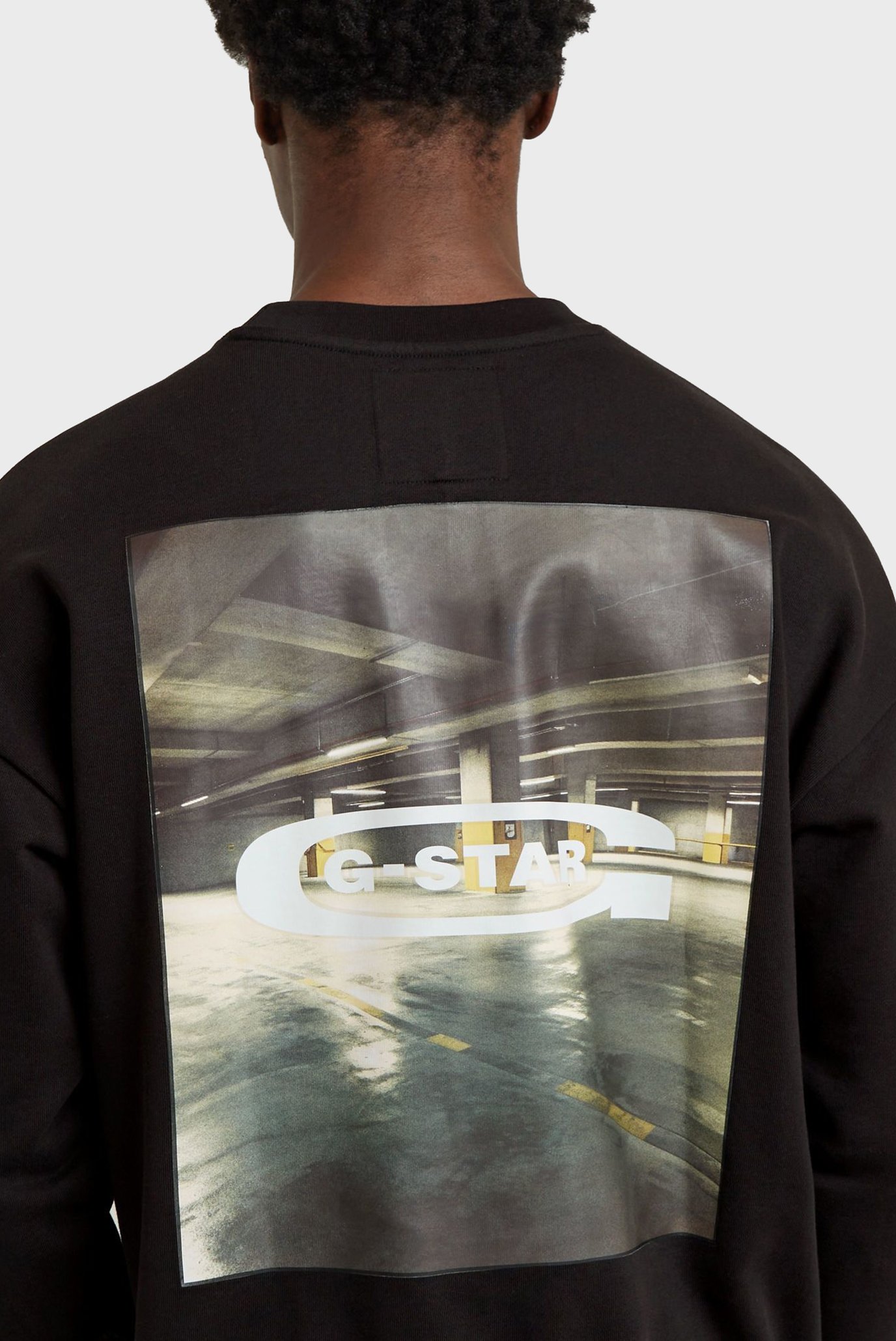 Мужской черный свитшот Photo back print loose 5