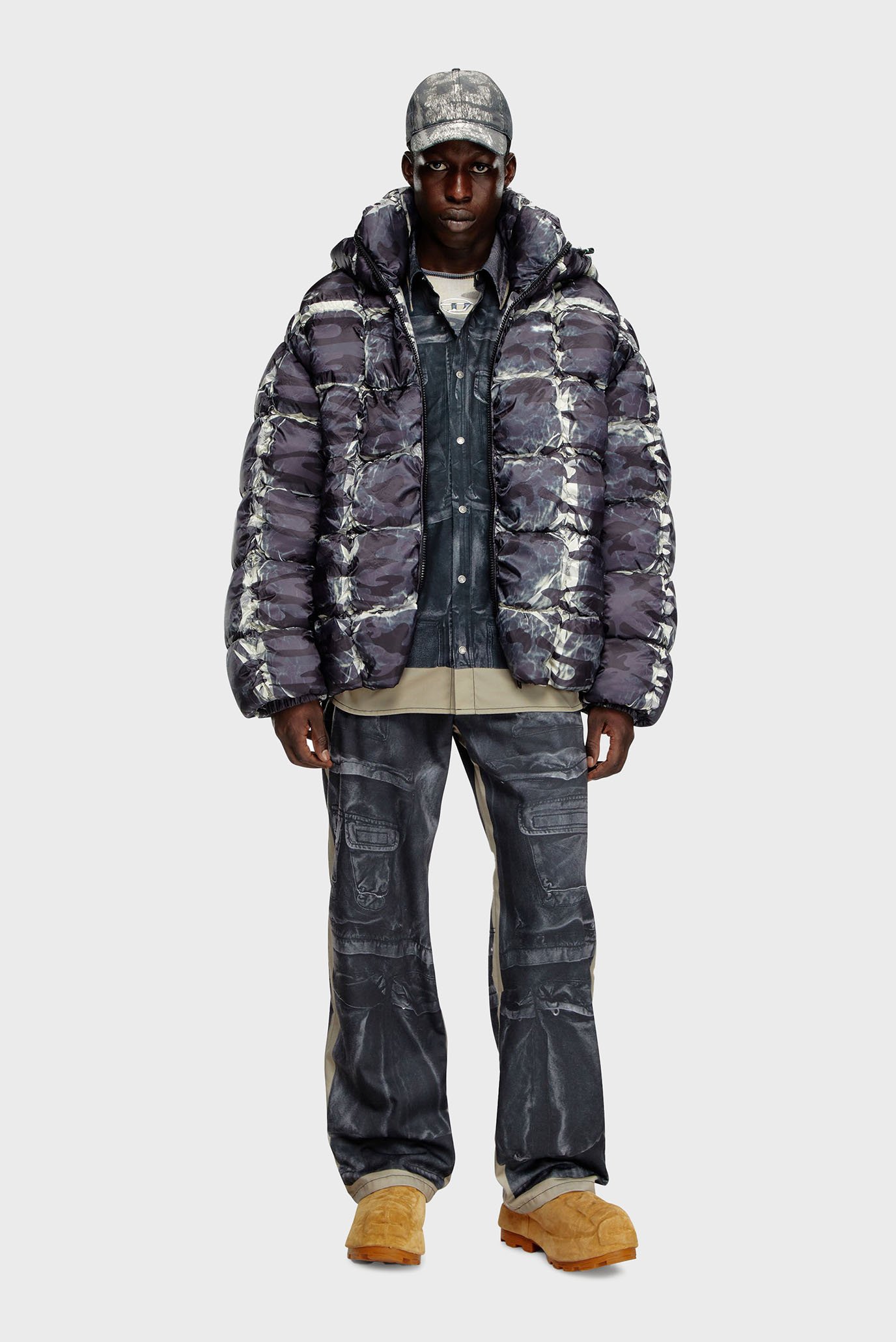 Мужская темно-синяя куртка с узором W-CLAUS-CAMU 2