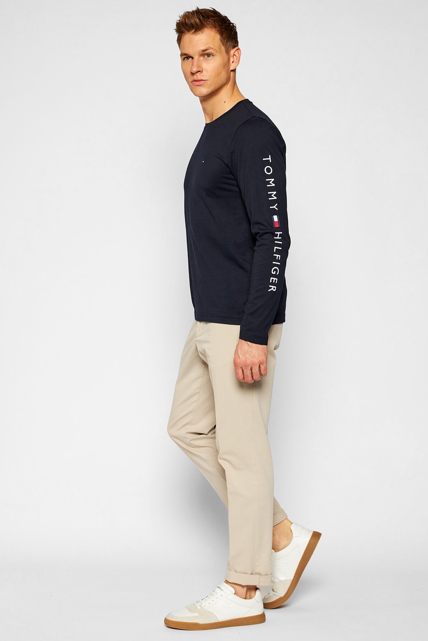 Мужской темно-синий лонгслив TOMMY LOGO TEE 4