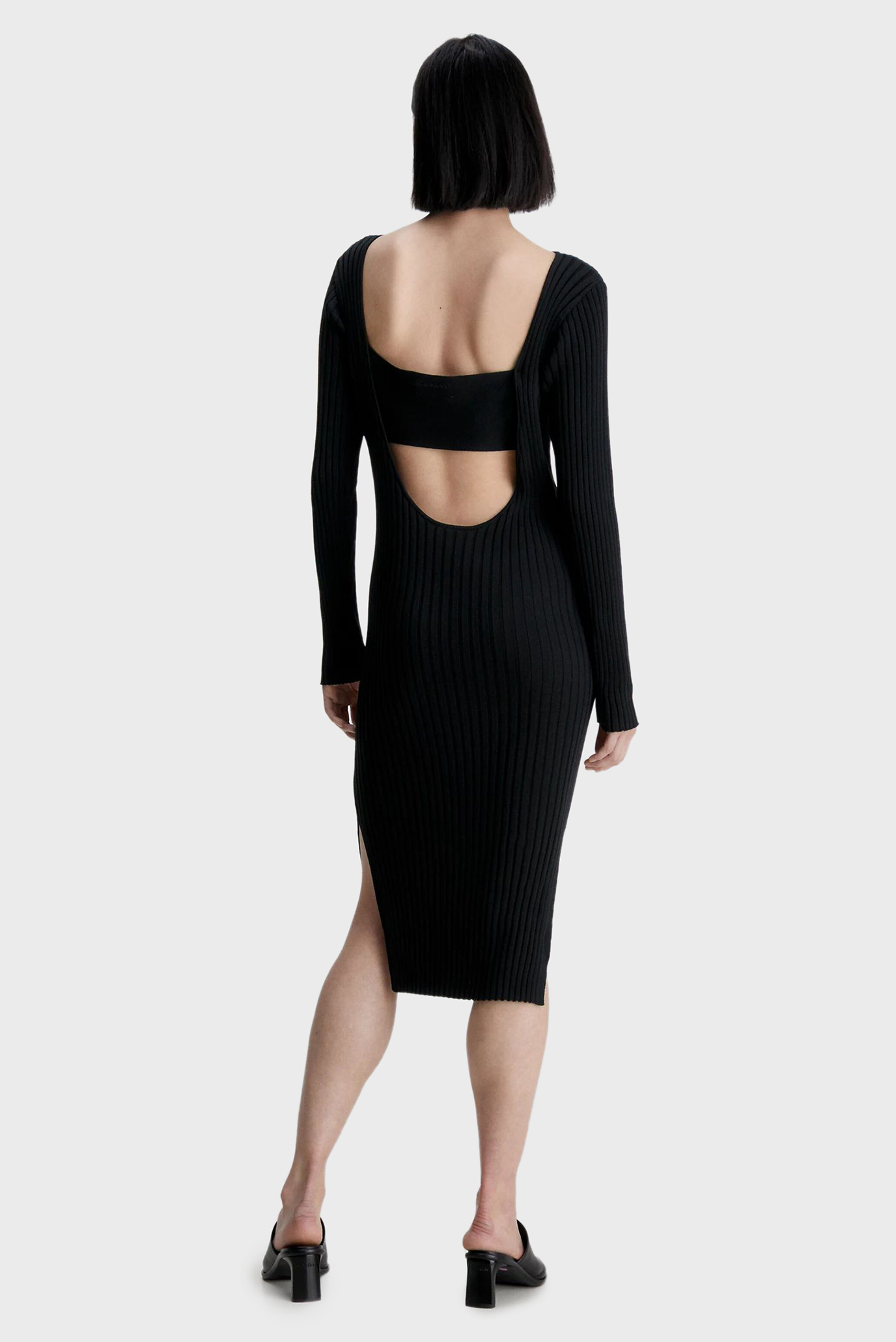 Женское черное платье ICONIC RIB OPEN BACKCalvin Klein Женское черное платье ICONIC RIB OPEN BACK 7