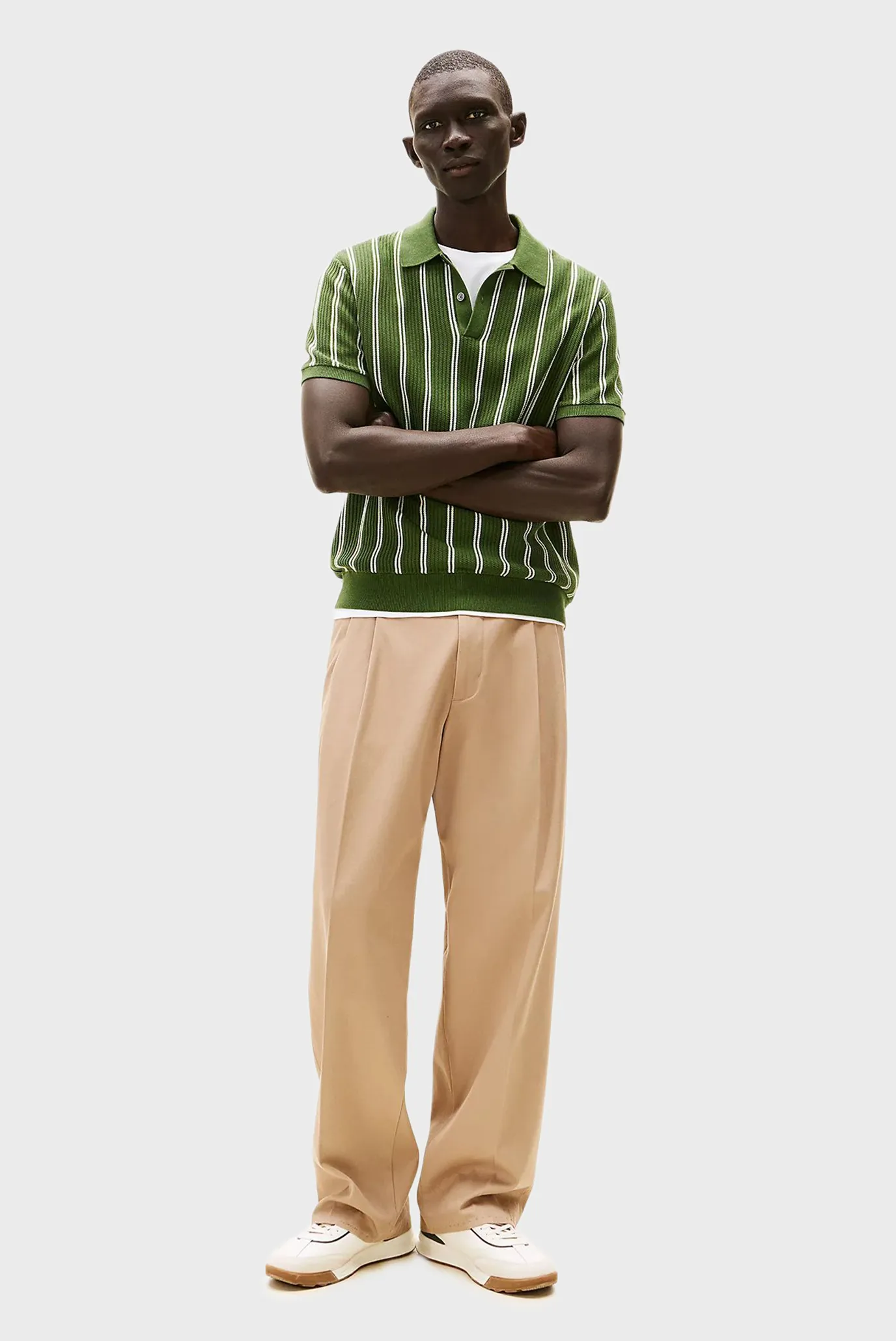 Свитер KNITTED VERTICAL STRIPE SS POLO 2