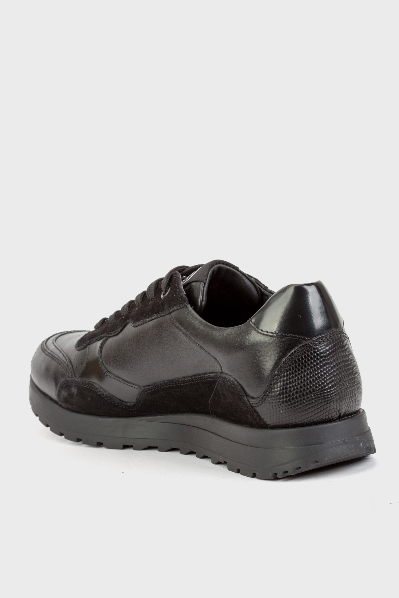 Мужские черные кожаные кроссовки 3