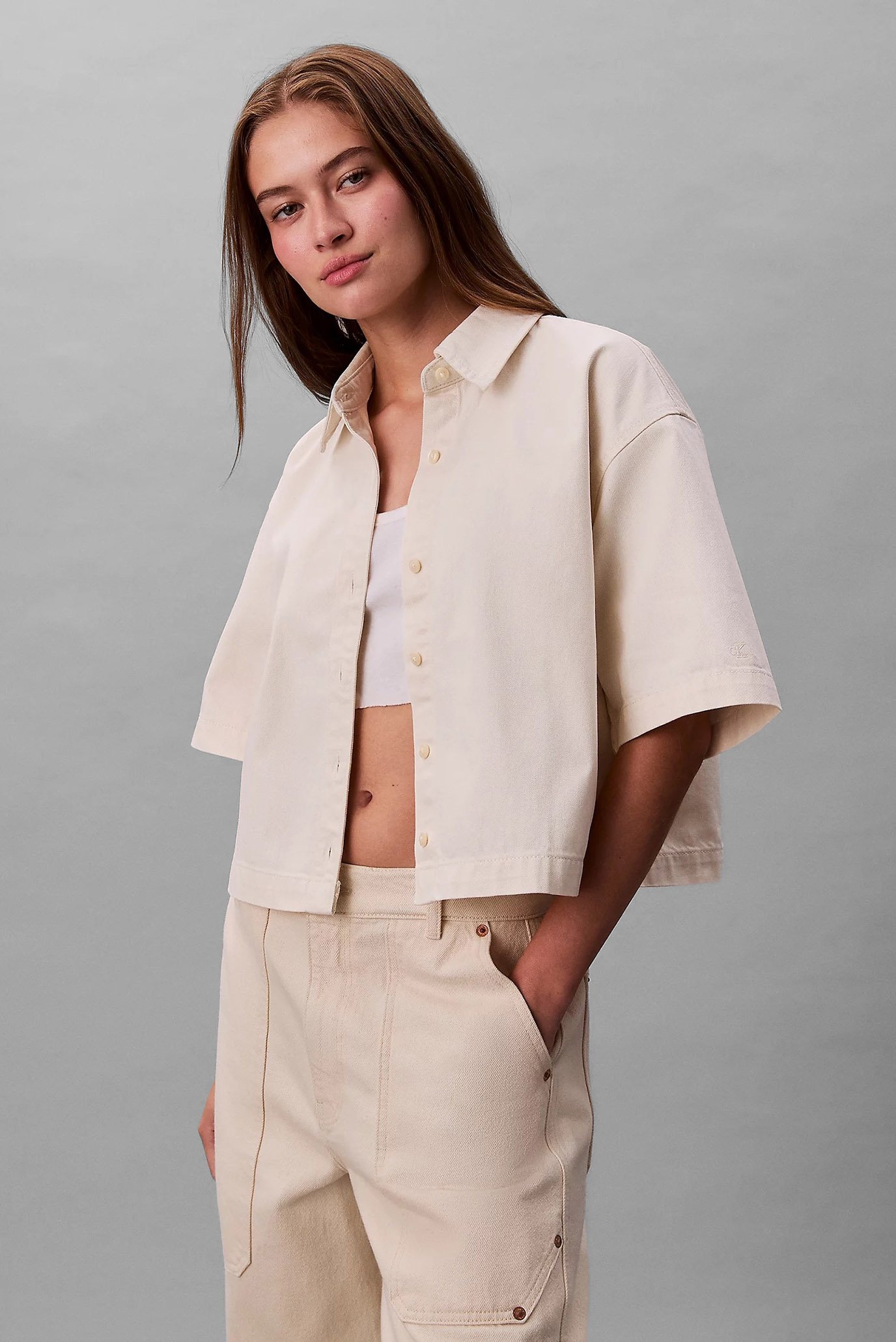 Рубашка SS DENIM SHIRT CHALK WHITECalvin Klein Jeans Рубашка SS DENIM SHIRT CHALK WHITE 6