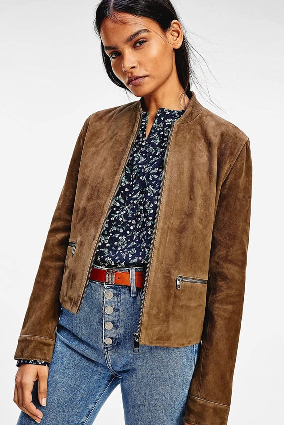 Куртка кожаная/NADIA SUEDE SLIM VARSITY JKT