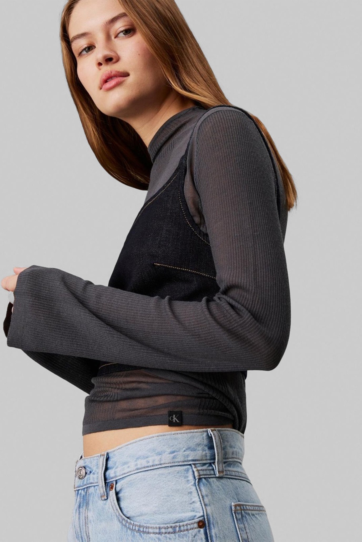 Свитер MIXED SHEER RIB LS SWEATER TOP 4