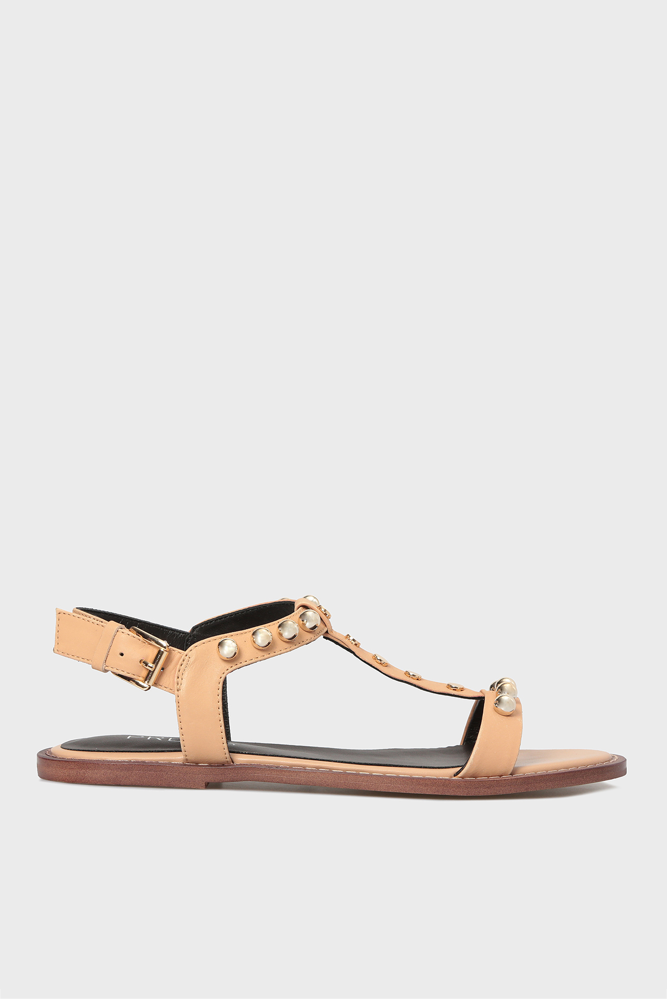 Женские бежевые кожаные сандалии Iness 6