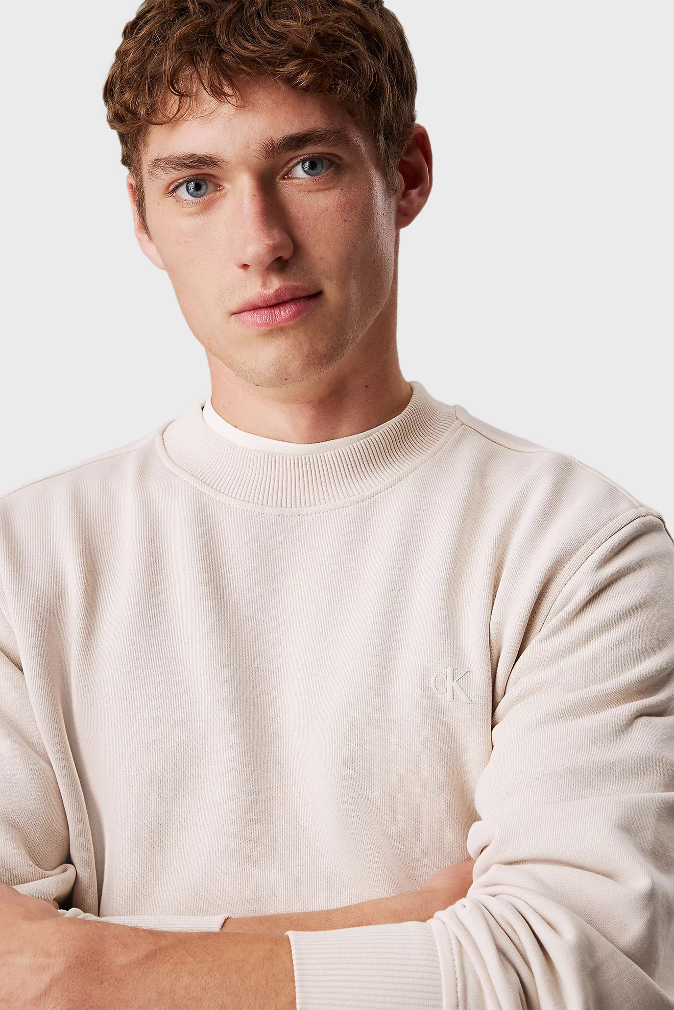 Мужской бежевый свитшот WASHED PUFF PRINT CREW NECK 5