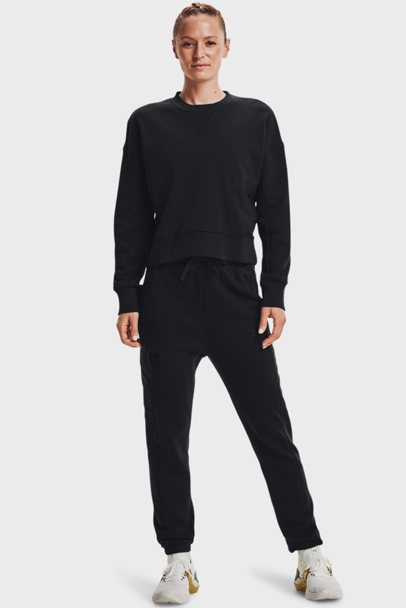 Женский черный свитшот UA Prjct Rock Fleece Crew 2