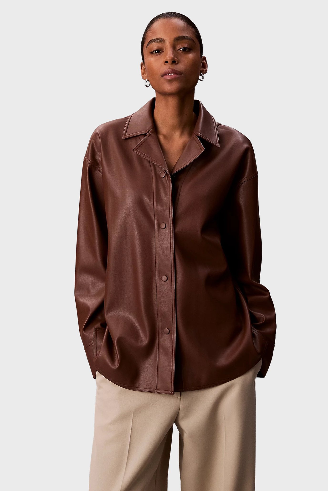 Рубашка Faux Leather Shirt 1