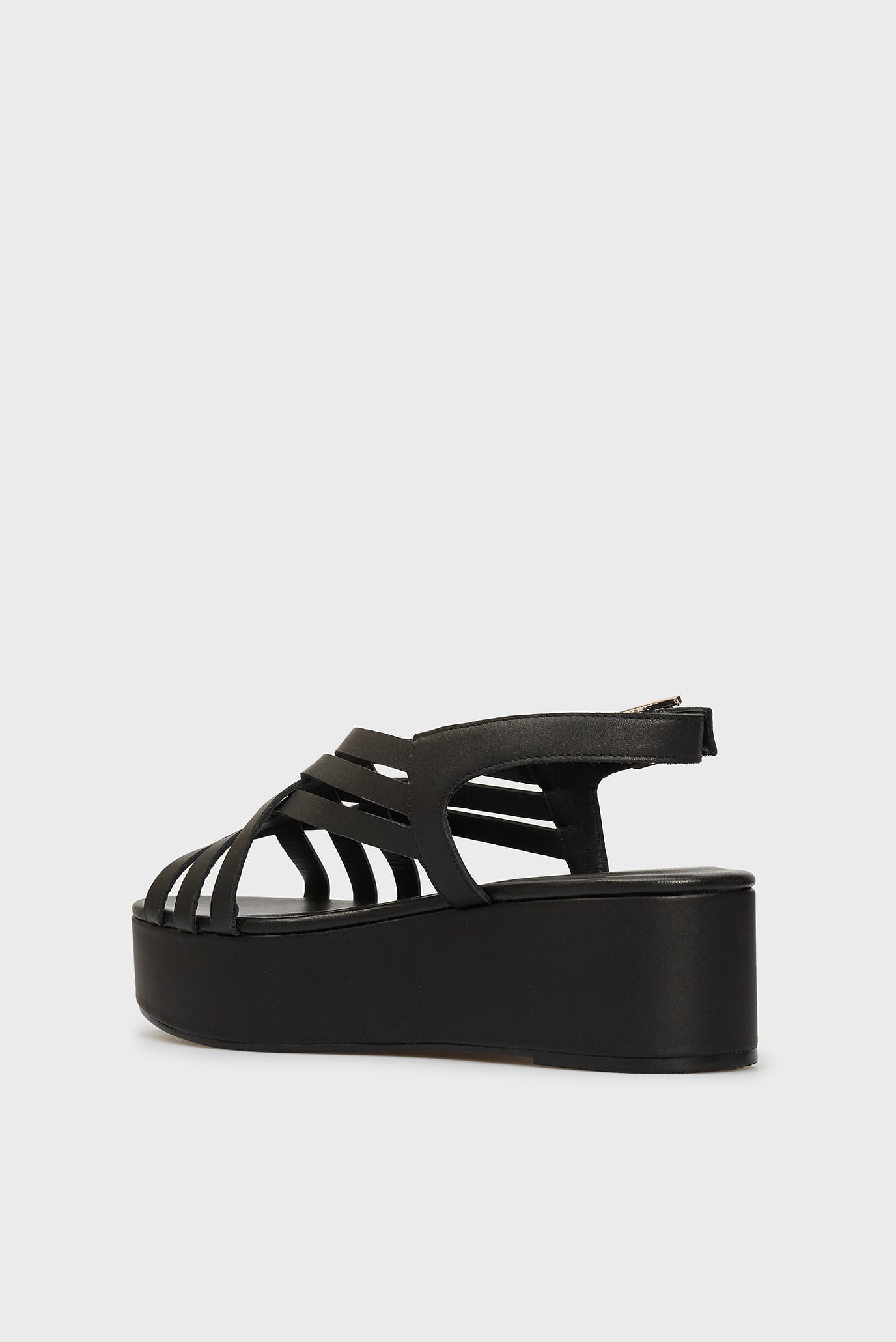 Женские черные кожаные босоножки FEMININE LEATHER FLATFORM 10