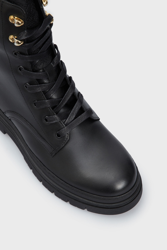 Женские черные кожаные ботинки CLEATED LACE-UP LTHR MIX MONO TL