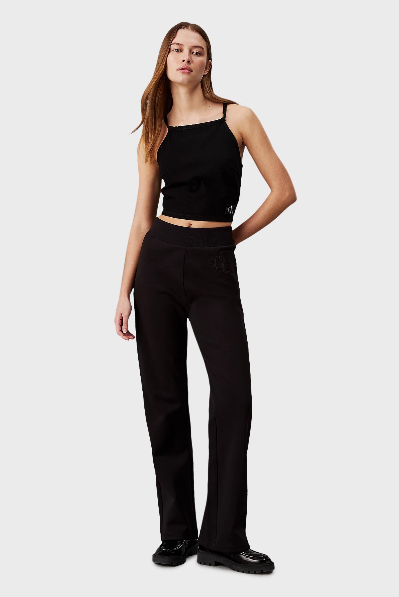 Женские черные спортивные брюки SATIN APPLIQUE JOG 2