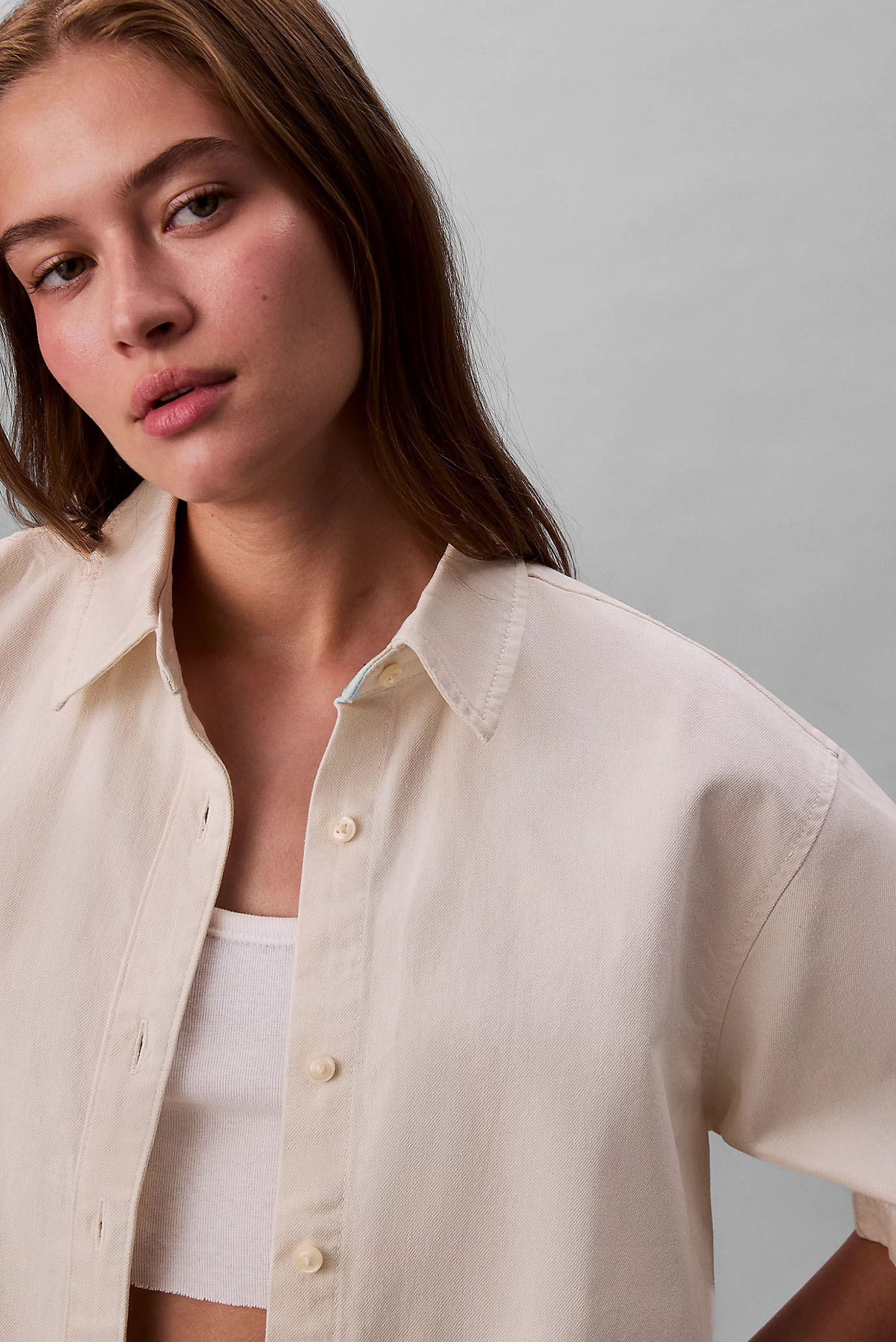 Рубашка SS DENIM SHIRT CHALK WHITECalvin Klein Jeans Рубашка SS DENIM SHIRT CHALK WHITE 2