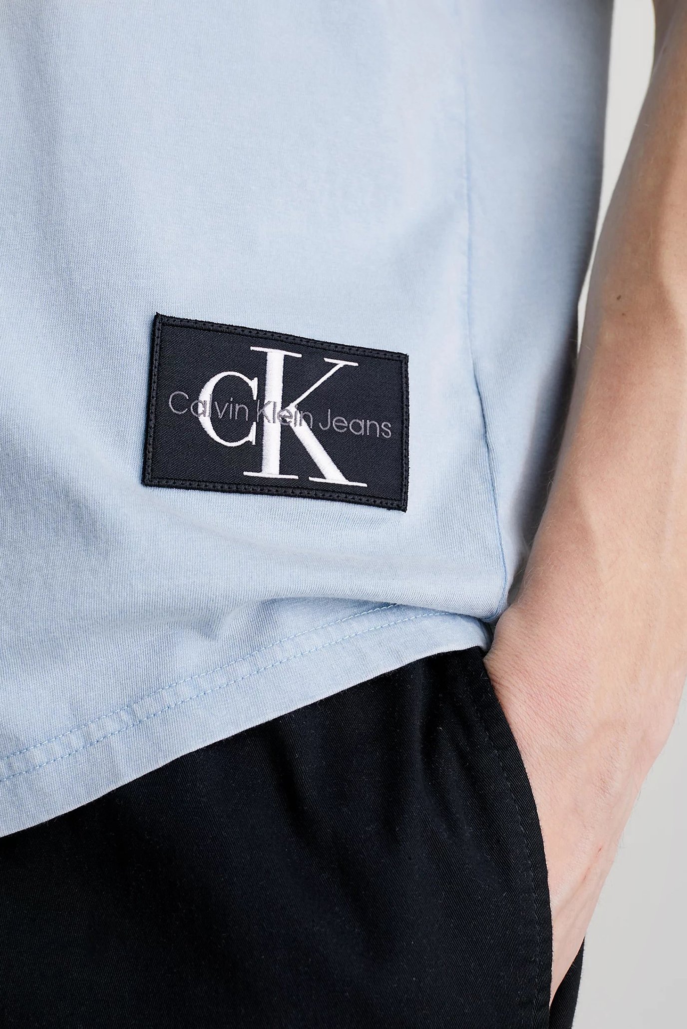 Мужская голубая футболка WASHED MONOLOGO BADGE TEE 3