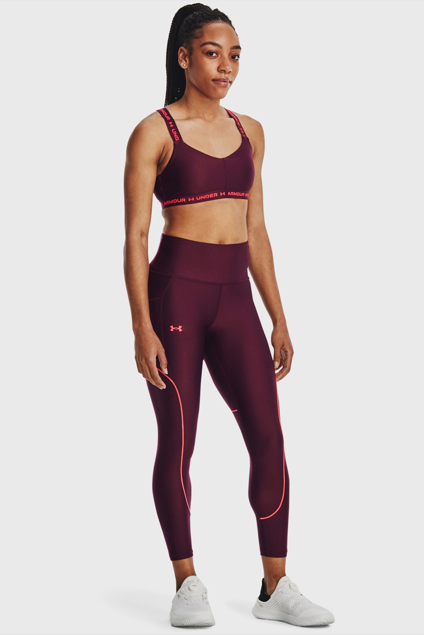 Женские бордовые тайтсы Armour Novelty Ankle Legging 2