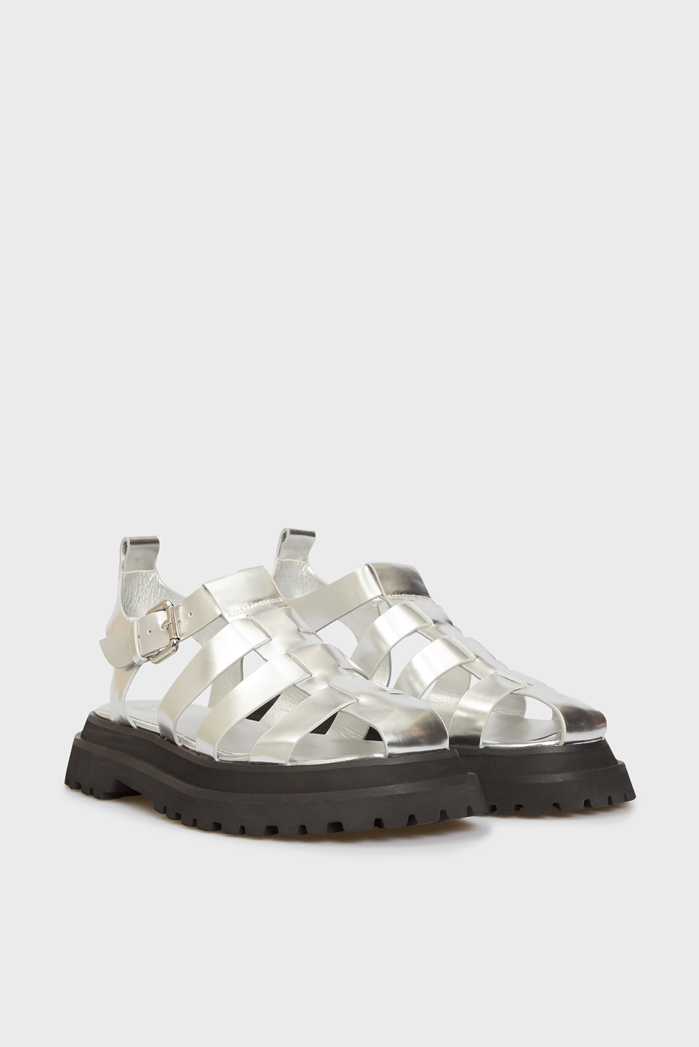 Женские серебристые кожаные сандалии Sam 7