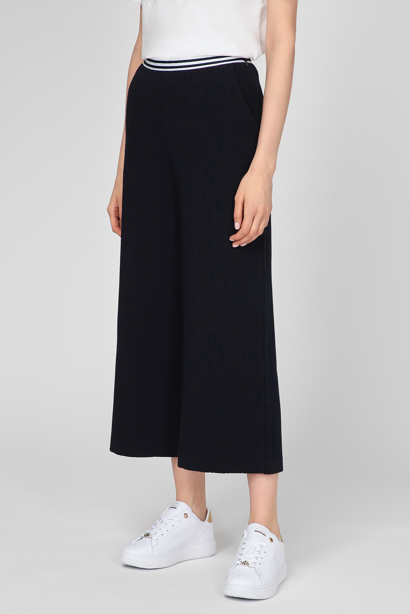 Женские темно-синие кюлоты TEXTURED KNIT WIDE LEG CROP PANT 8