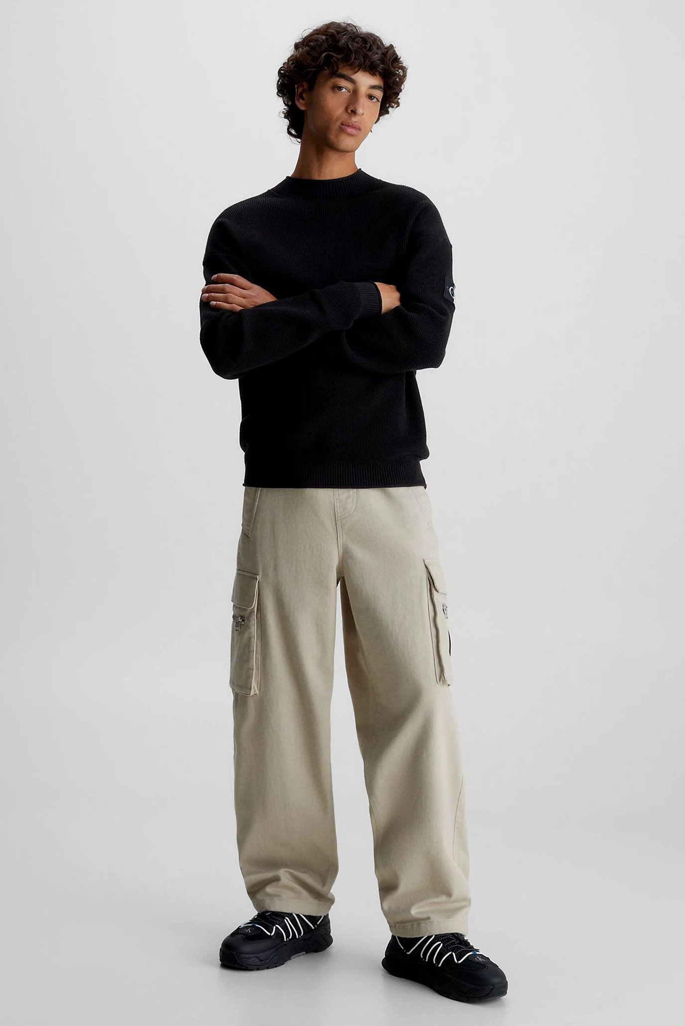 Мужской черный джемпер BADGE RELAXED SWEATER 2