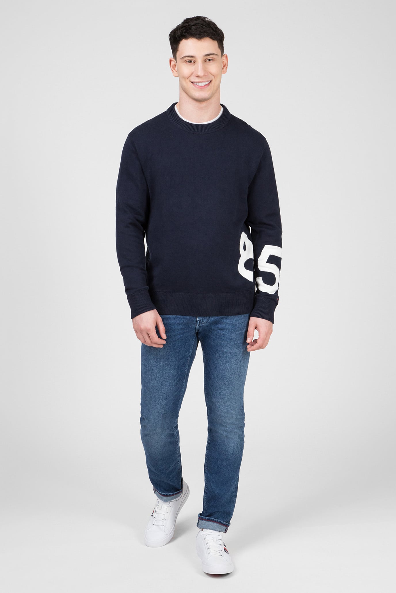 Мужской темно-синий джемпер RELAXED FIT ENLARGED NUMBER 10