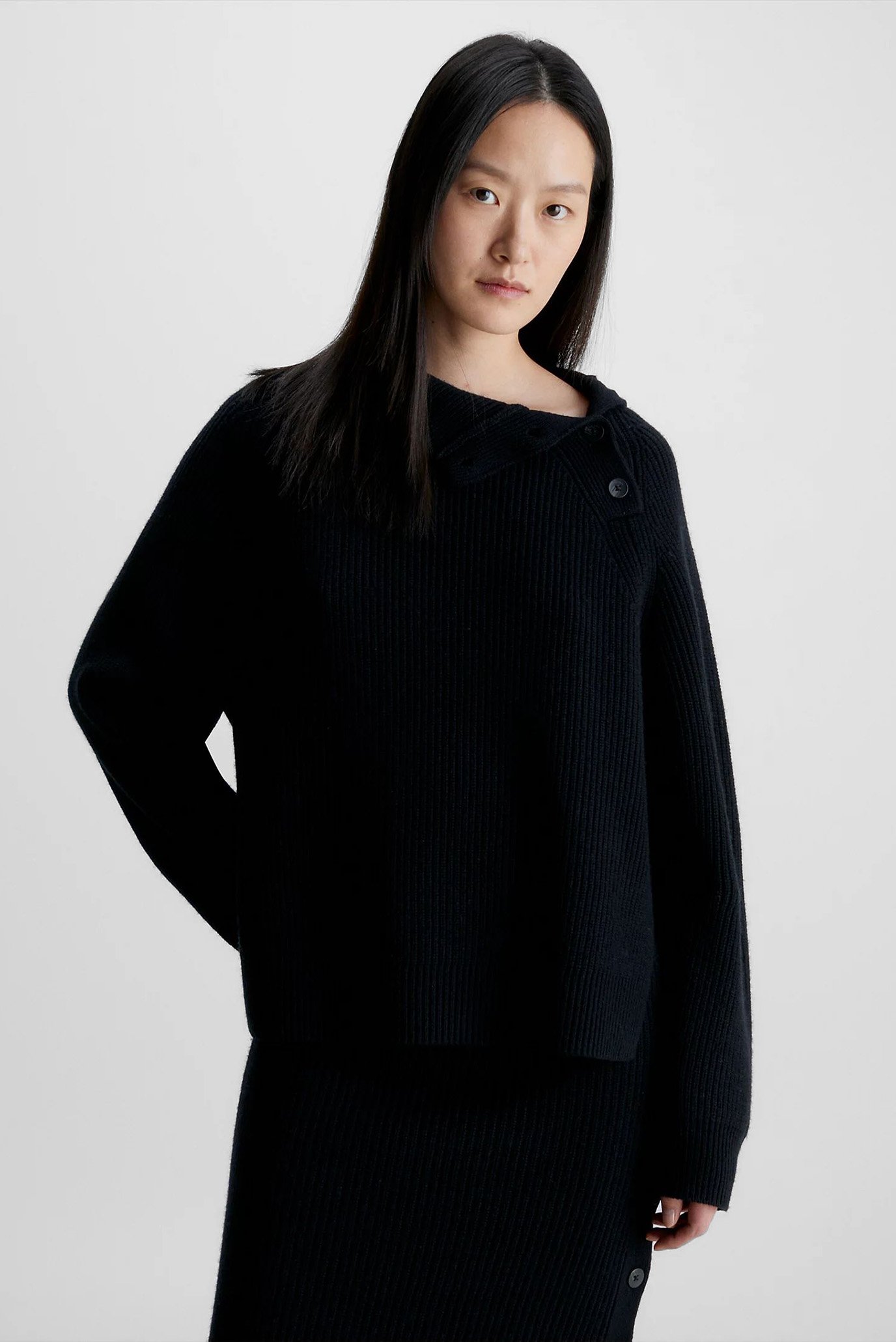 Гольф RECYCLED WOOL BUTTON MOCK NECK 1