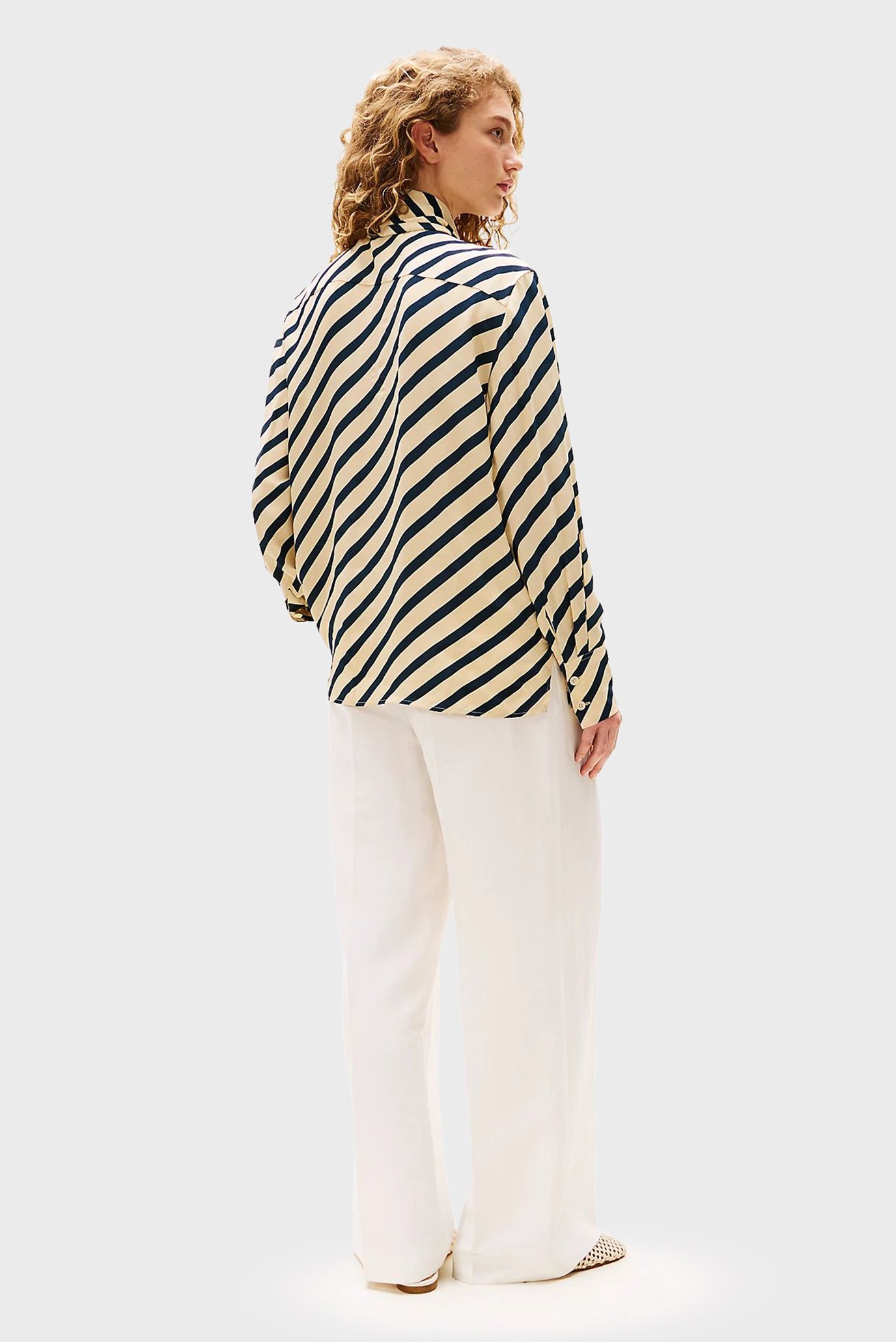 Женская бежевая блуза в полоску TH х SRGTommy Hilfiger Женская бежевая блуза в полоску TH х SRG 4