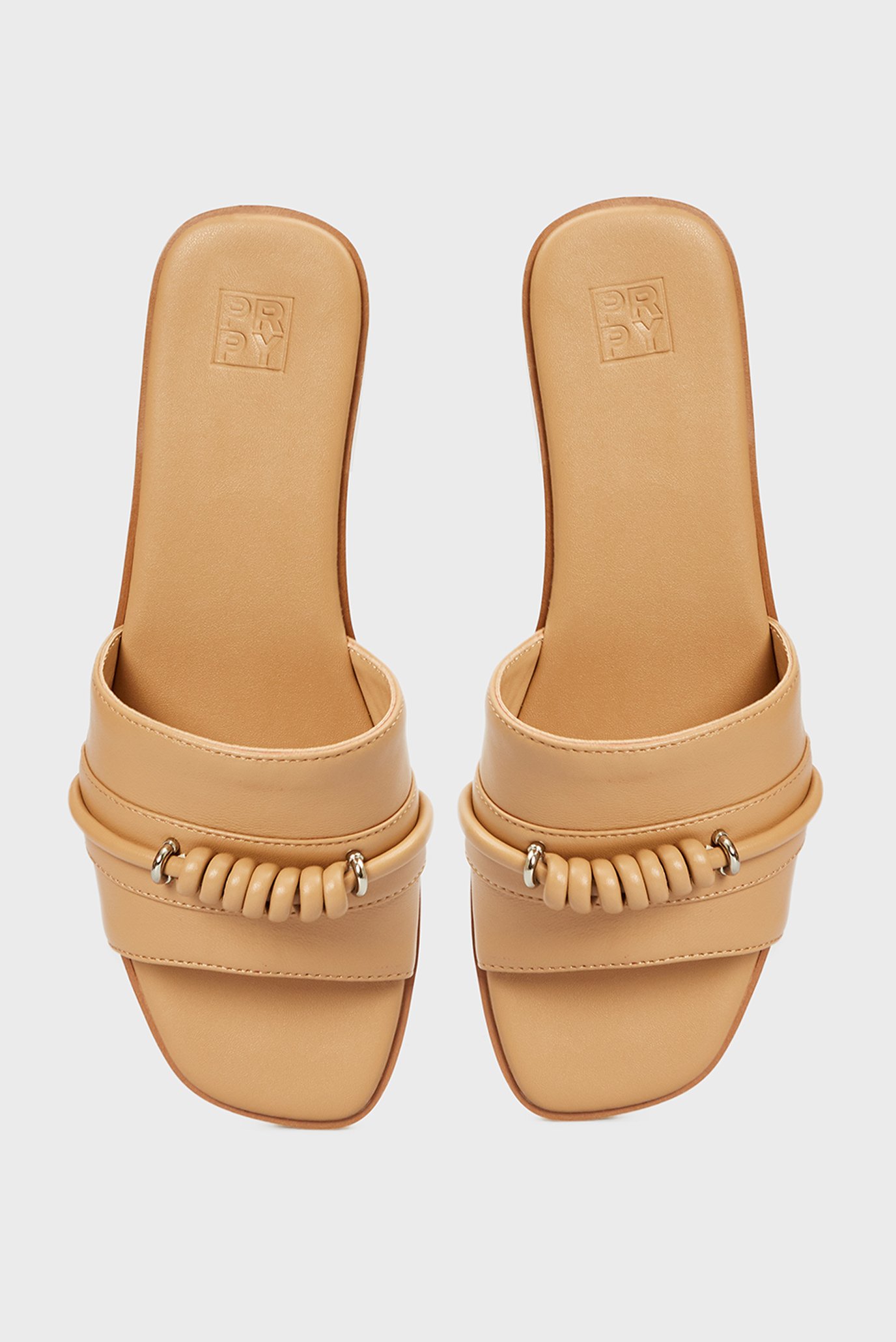 Женские бежевые кожаные слайдеры Aline 8