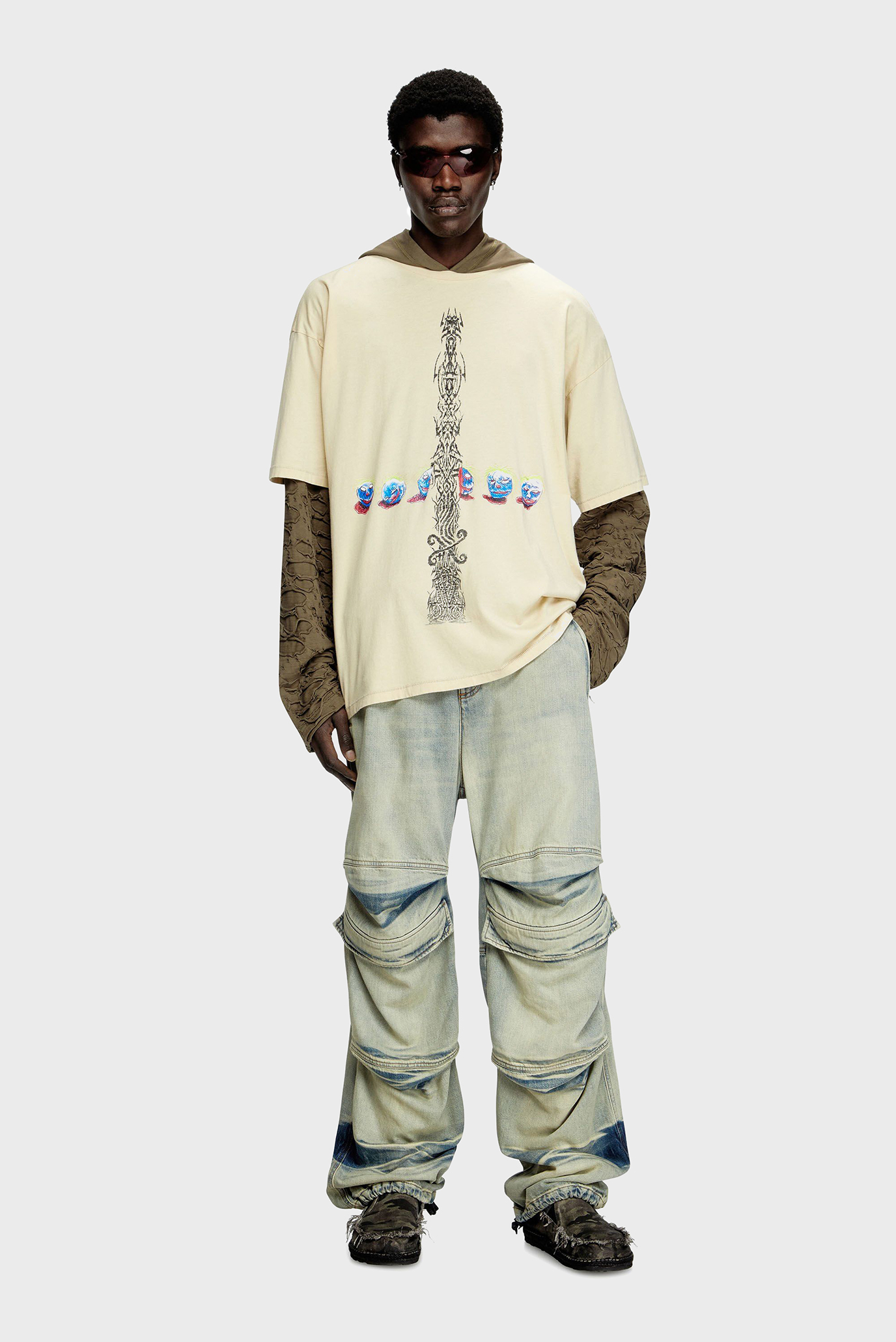 Мужская бежевая футболка T-BOXT-R4 2