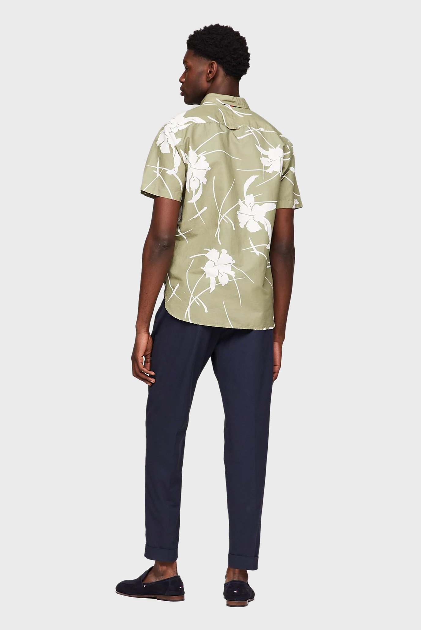 Мужская оливковая рубашка с узором LARGE TROPICAL PRT 3