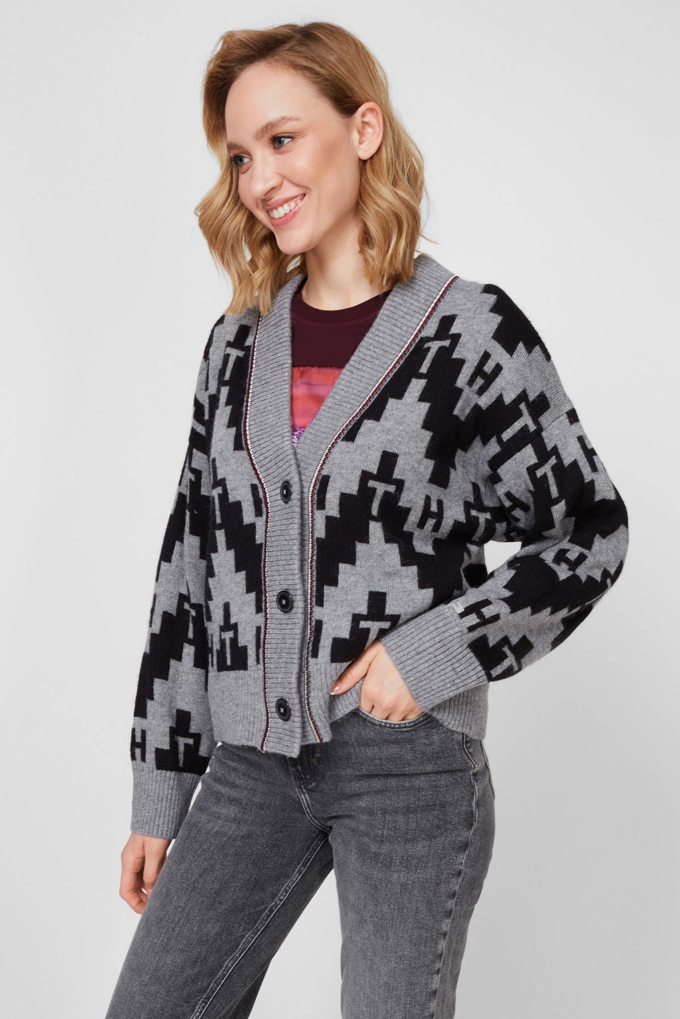 Женский серый кардиган ICON FAIR ISLE CARDITommy Hilfiger Женский серый кардиган ICON FAIR ISLE CARDI 7