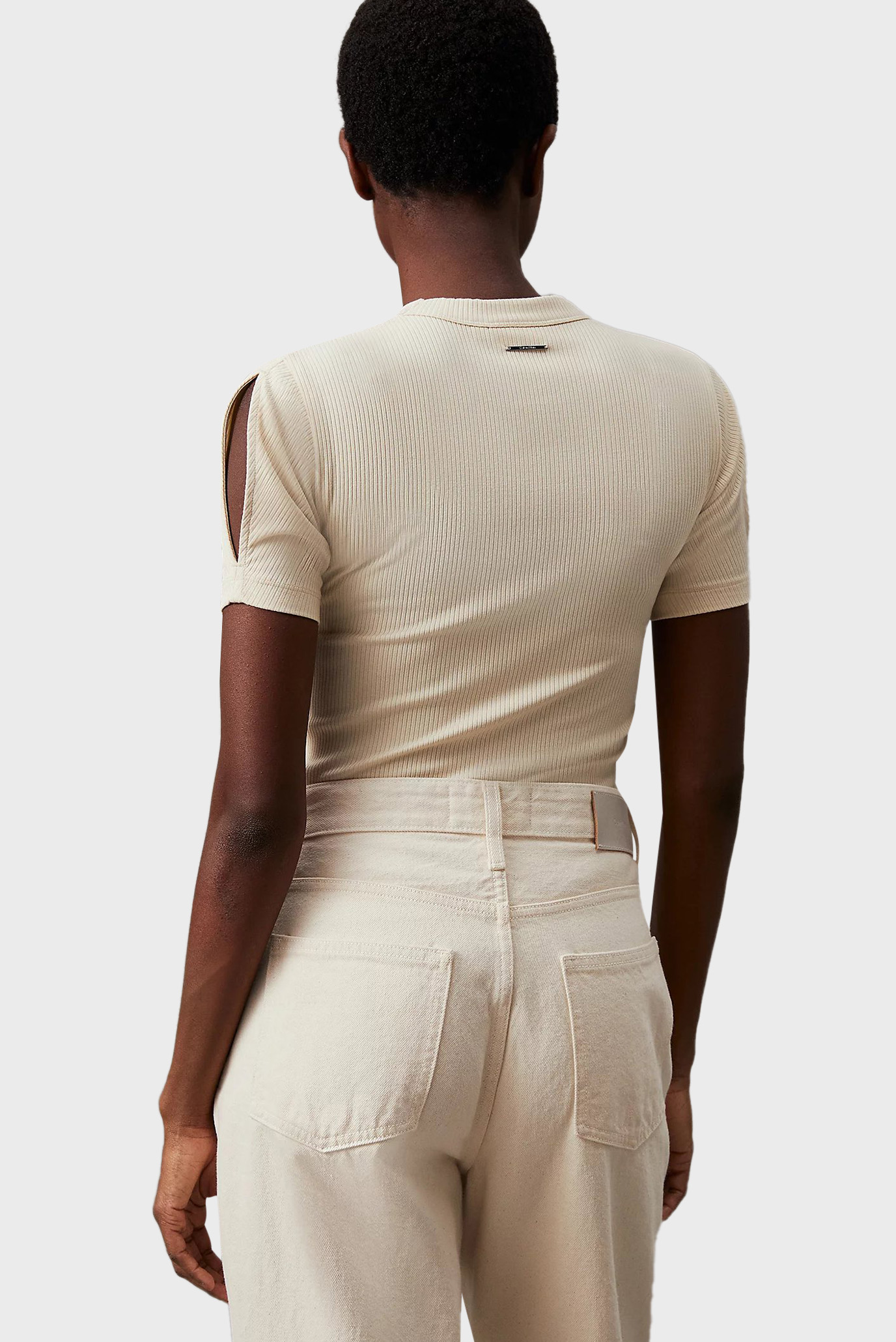 Женский бежевый топ MODAL RIB SLIT DETAIL 3