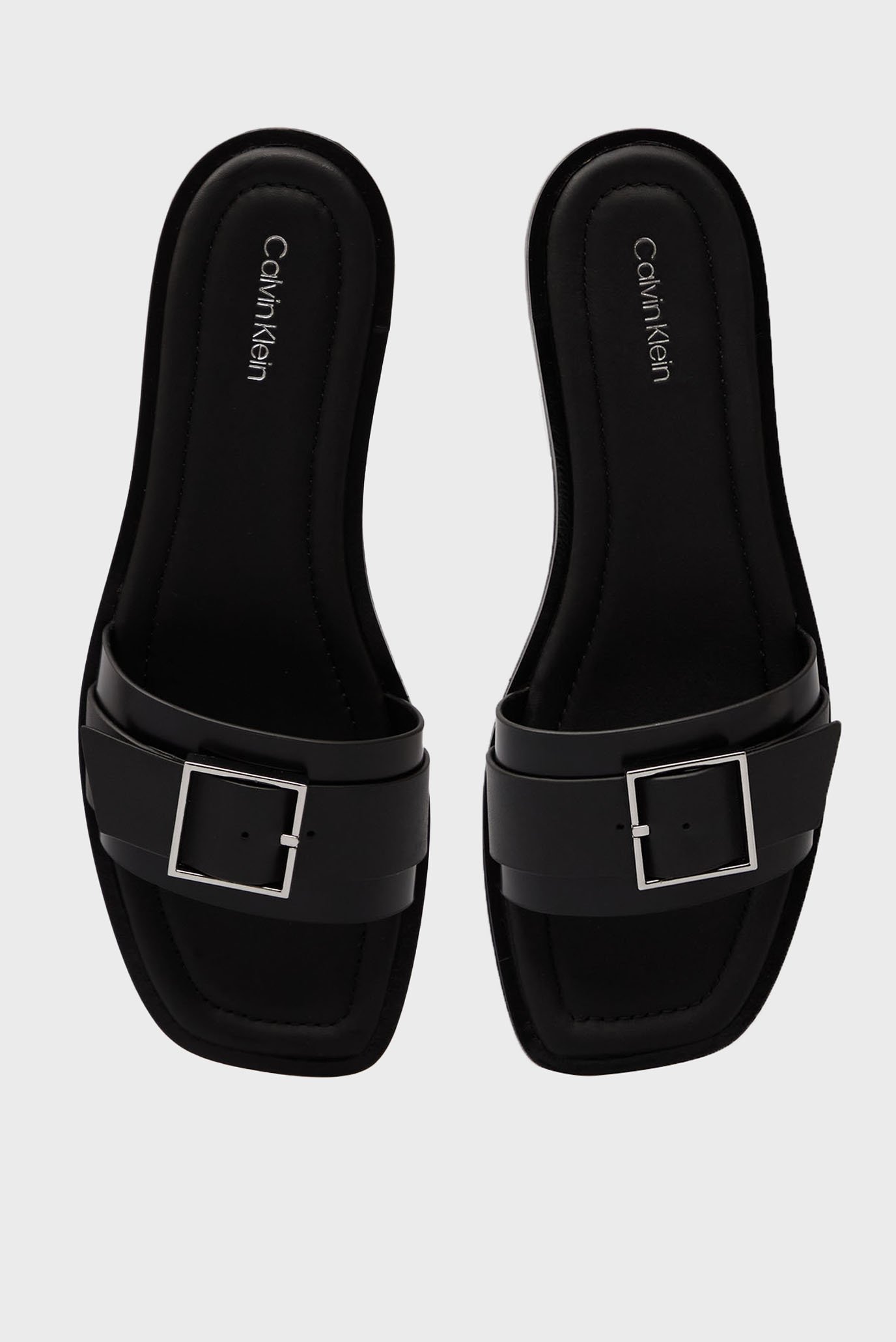 Женские черные кожаные слайдеры FLAT SLIDECalvin Klein Женские черные кожаные слайдеры FLAT SLIDE 4