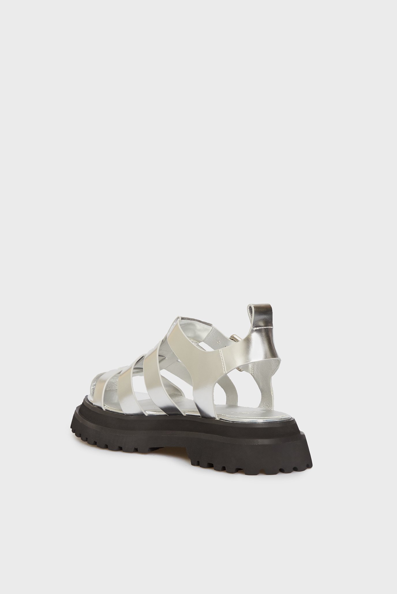 Женские серебристые кожаные сандалии Sam 4