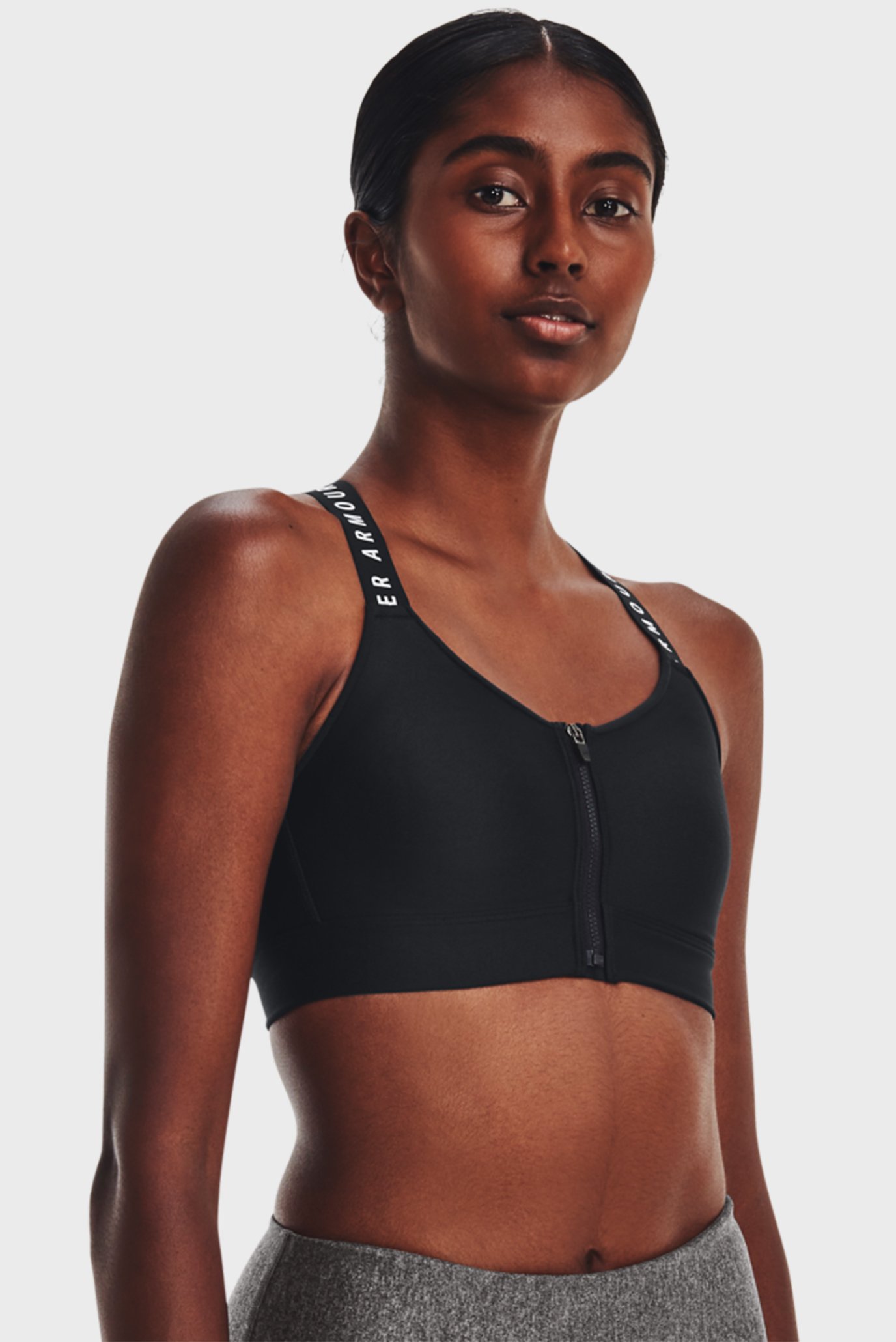 Женский черный спортивный топ UA Infinity High Bra Zip 16