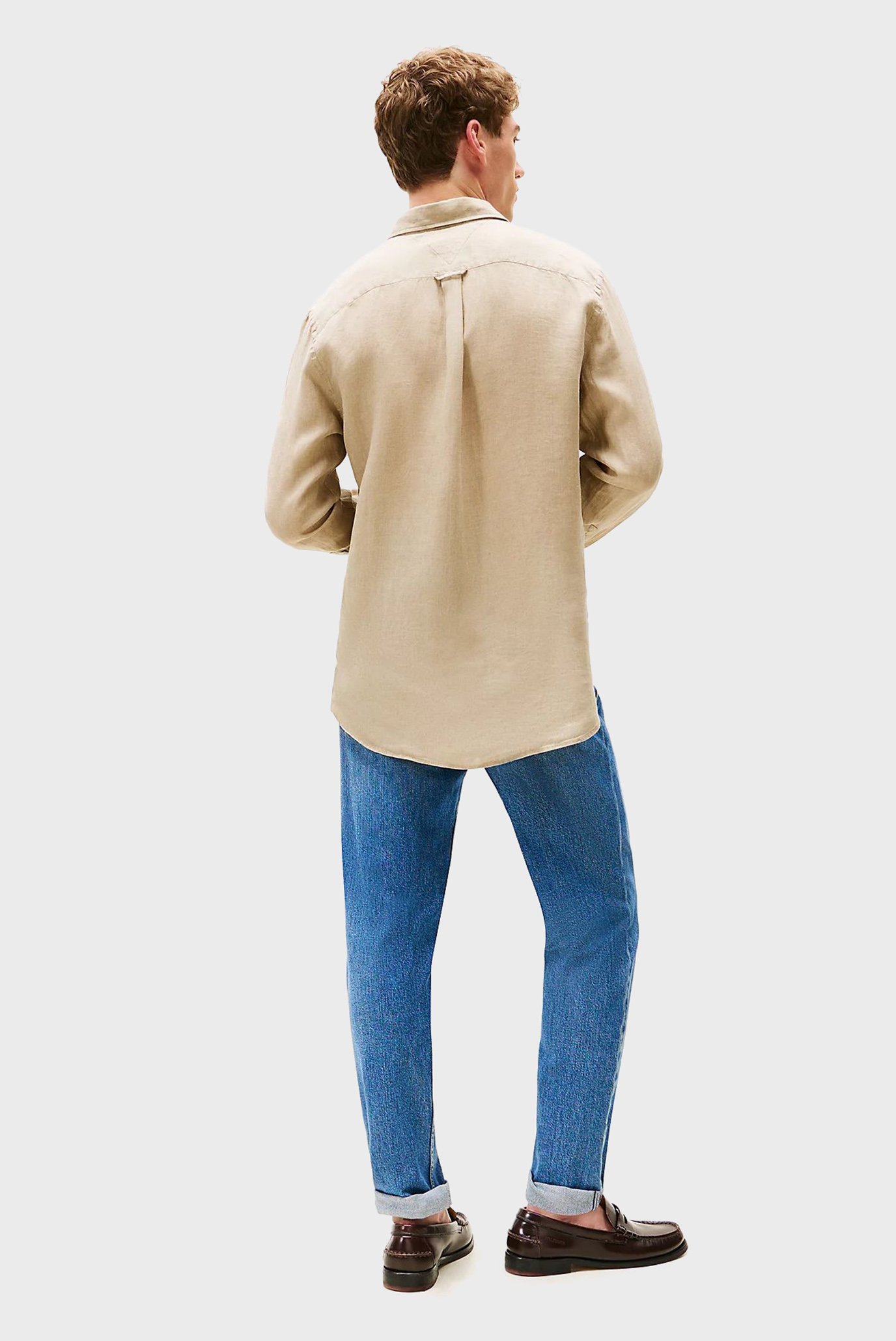 Мужская бежевая льняная рубашка PIGMENT 3
