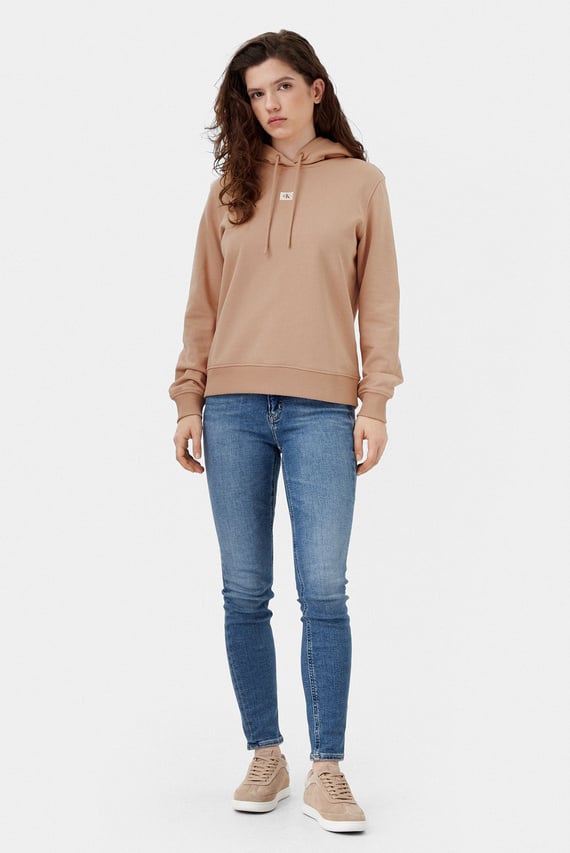 Женское персиковое худи WOVEN LABEL REGULAR HOODIE Женское персиковое худи WOVEN LABEL REGULAR HOODIE