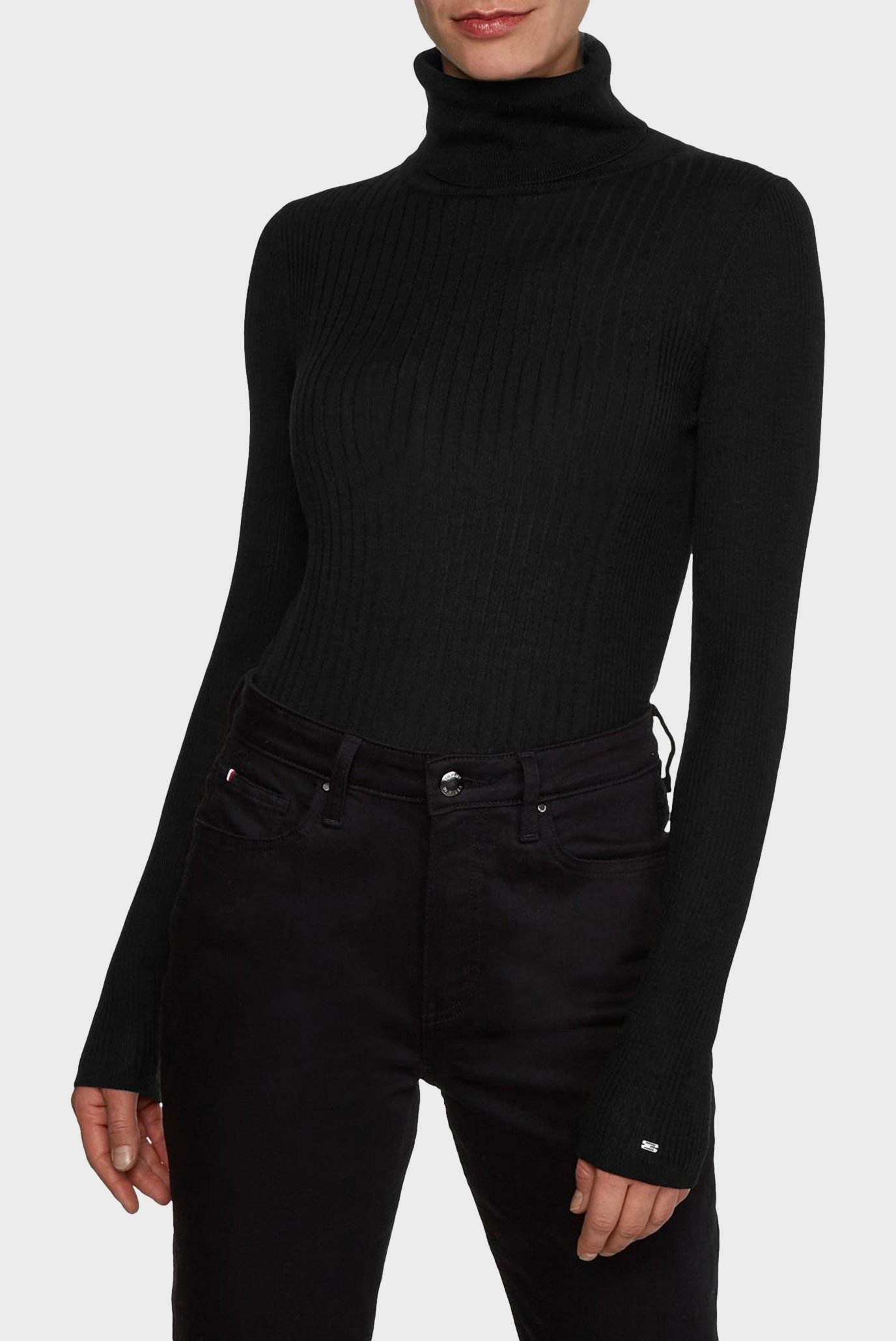 Женский черный гольф LYOCELL SILK ROLL-NK SWEATER 6