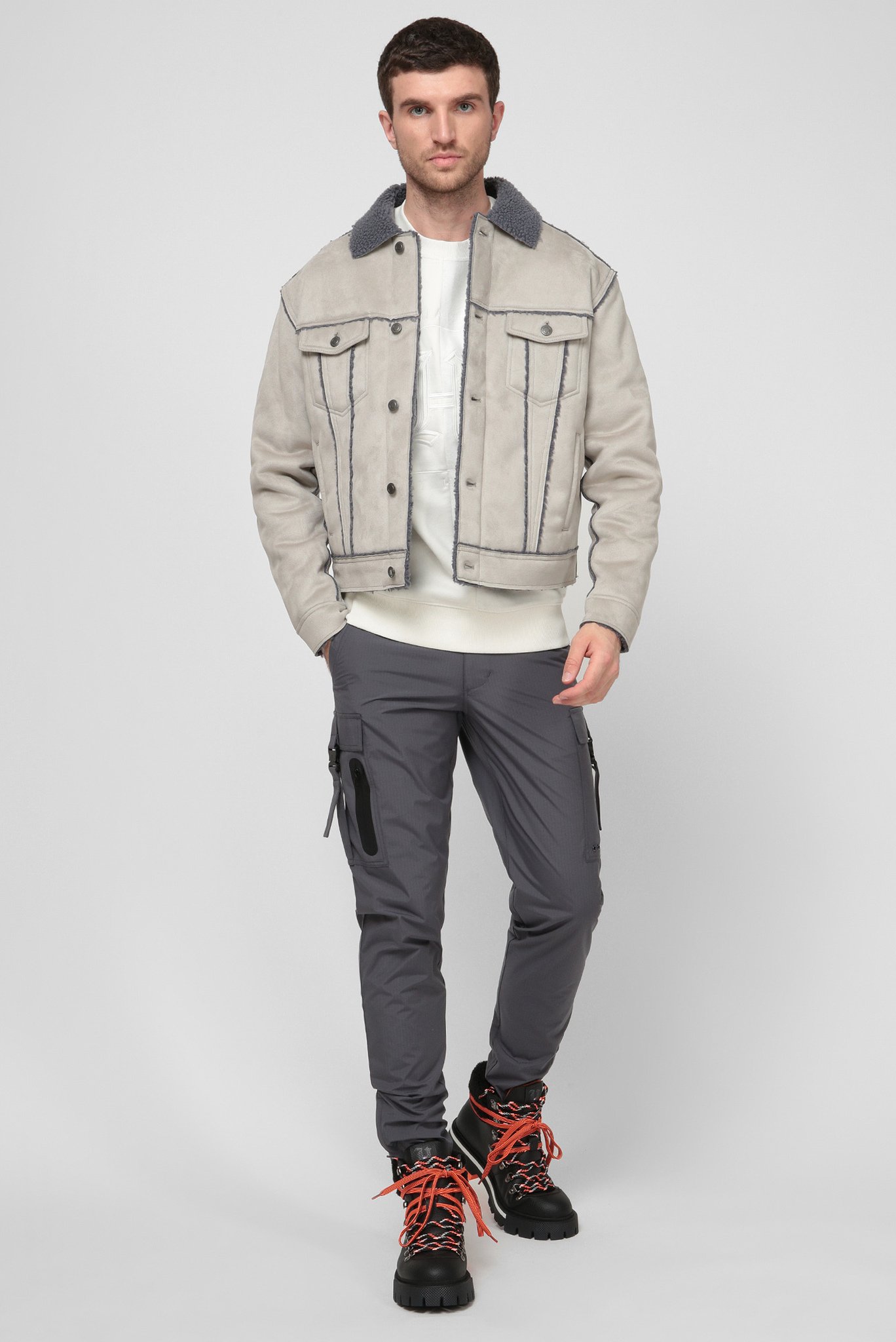 Мужская серая куртка  Lewis Hamilton FAUX SUEDE JKT 5