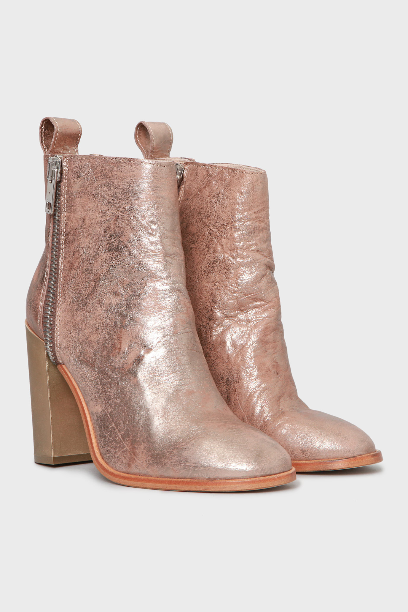 Женские золотистые кожаные ботильоны 7