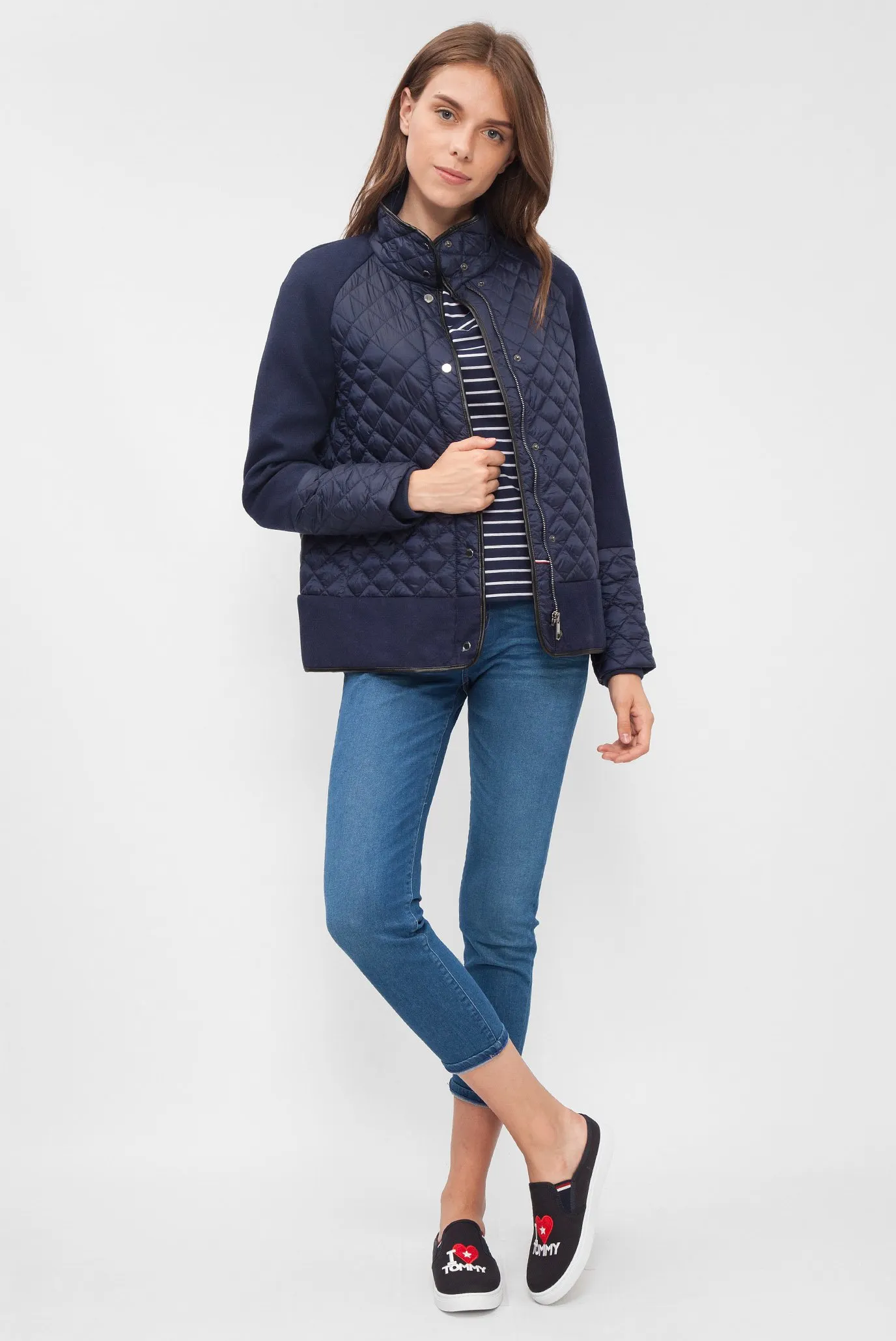 Женская темно-синяя стеганая куртка 5