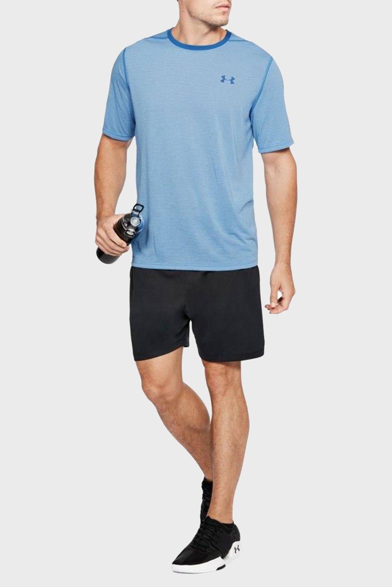 Голубая мужская футболка UA THREADBORNE STRIPE SS 3