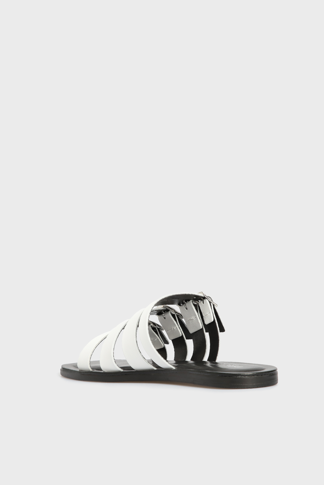 Женские белые кожаные слайдеры 9