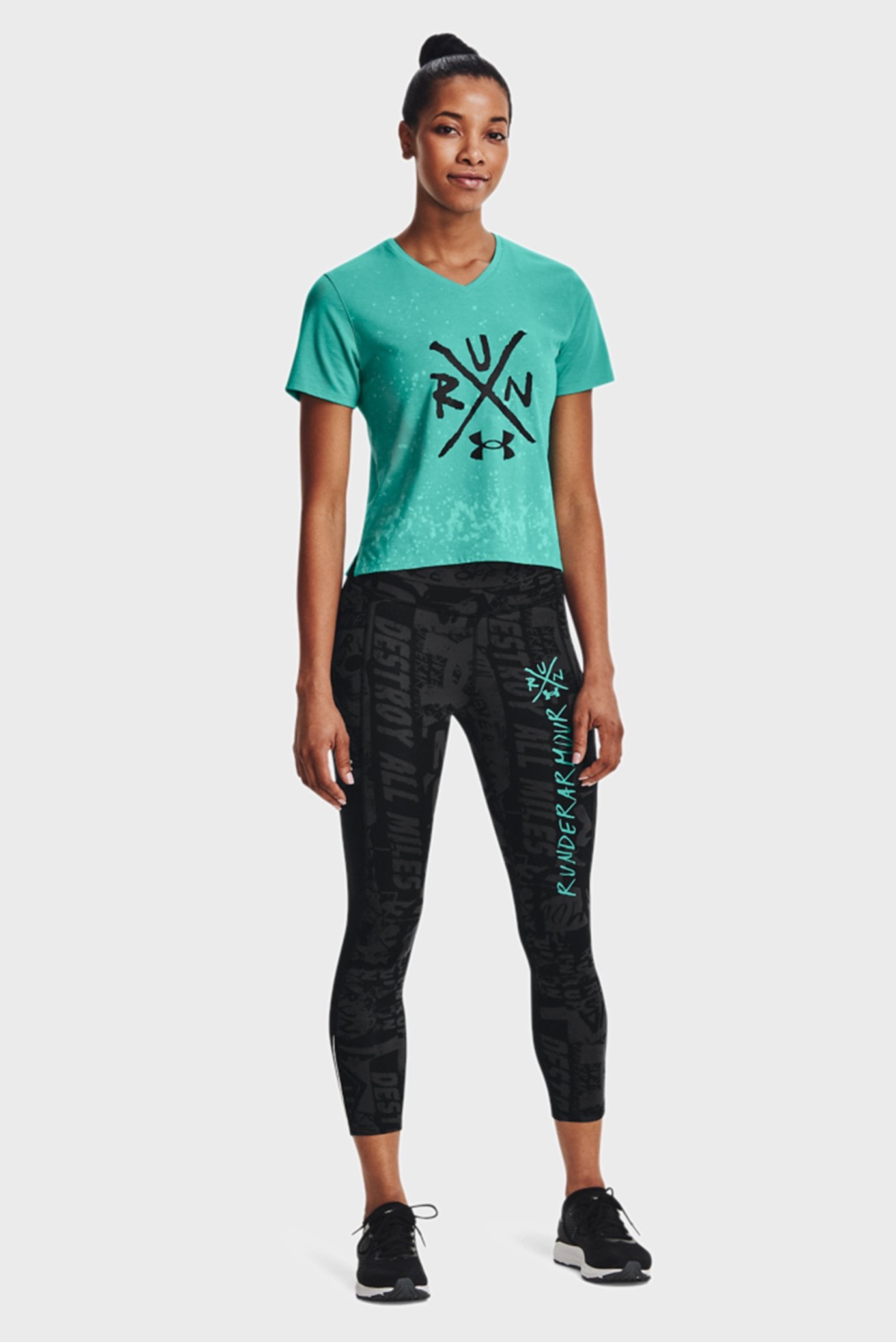 Женские черные тайтсы UA Destroy All Miles Ankle Tight 13