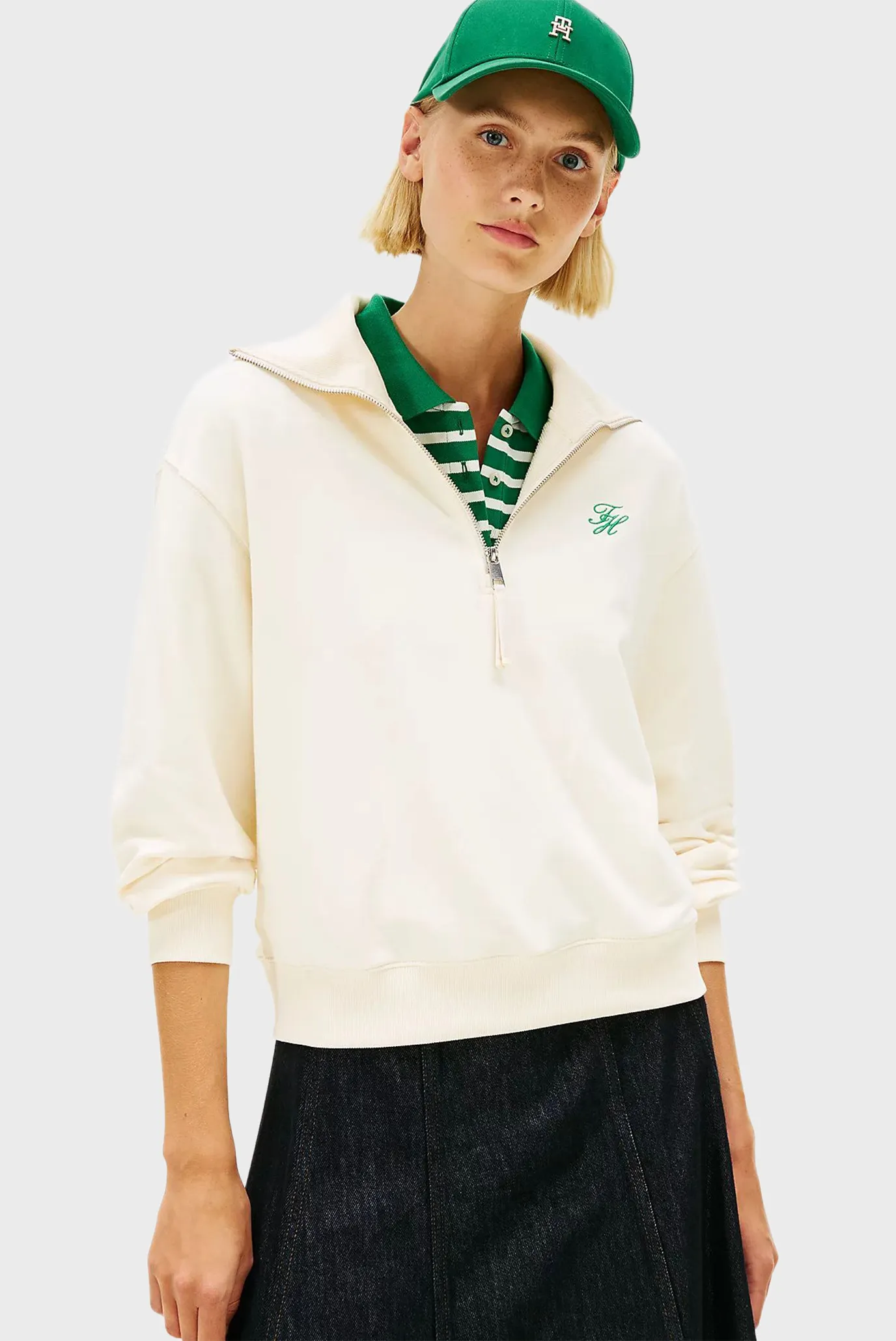 Свитшот TH SCRIPT HALF ZIP TERRY SWTSHRT 1