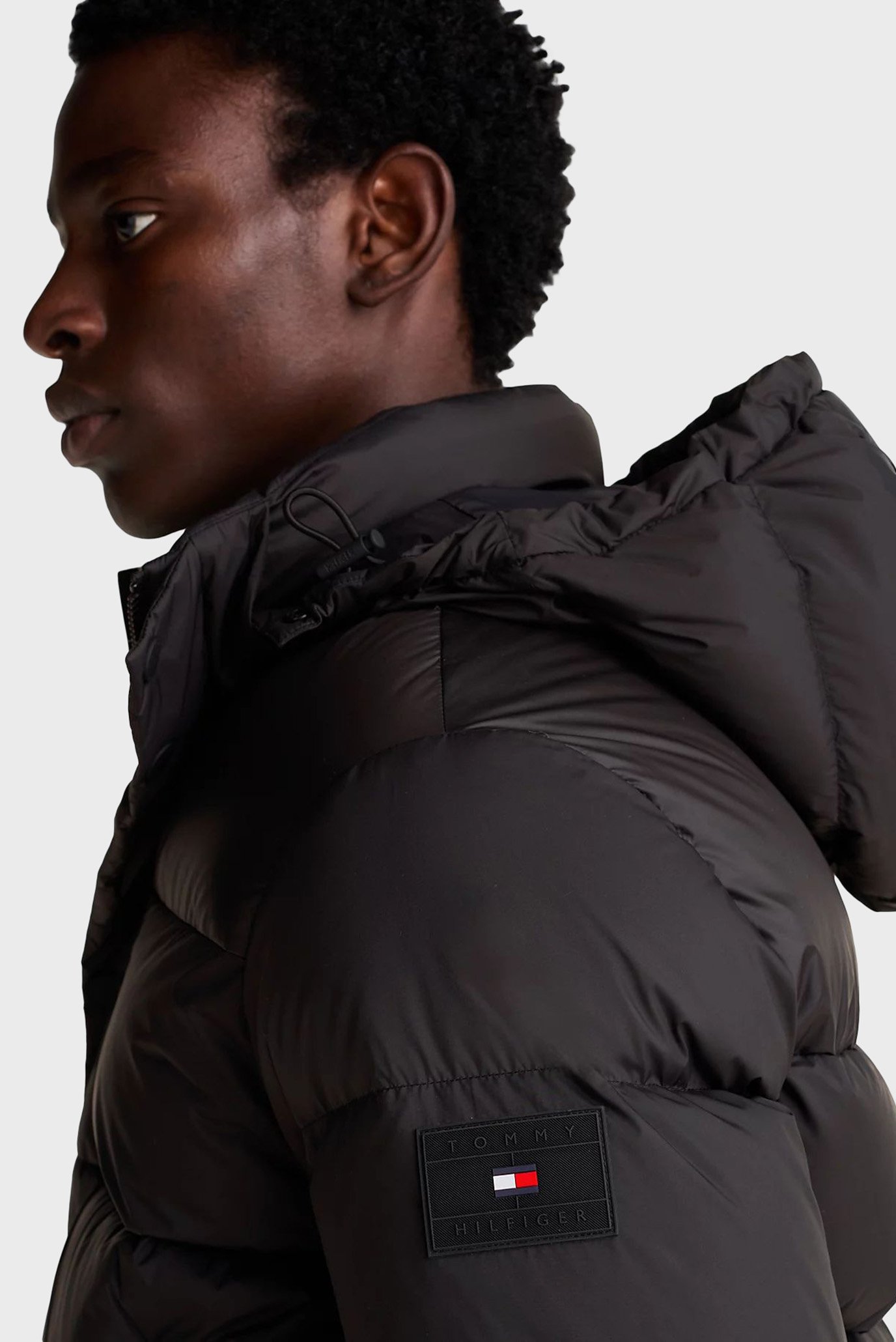 Мужской черный пуховик MIX DOWN HOODED PUFFER JACKET 4