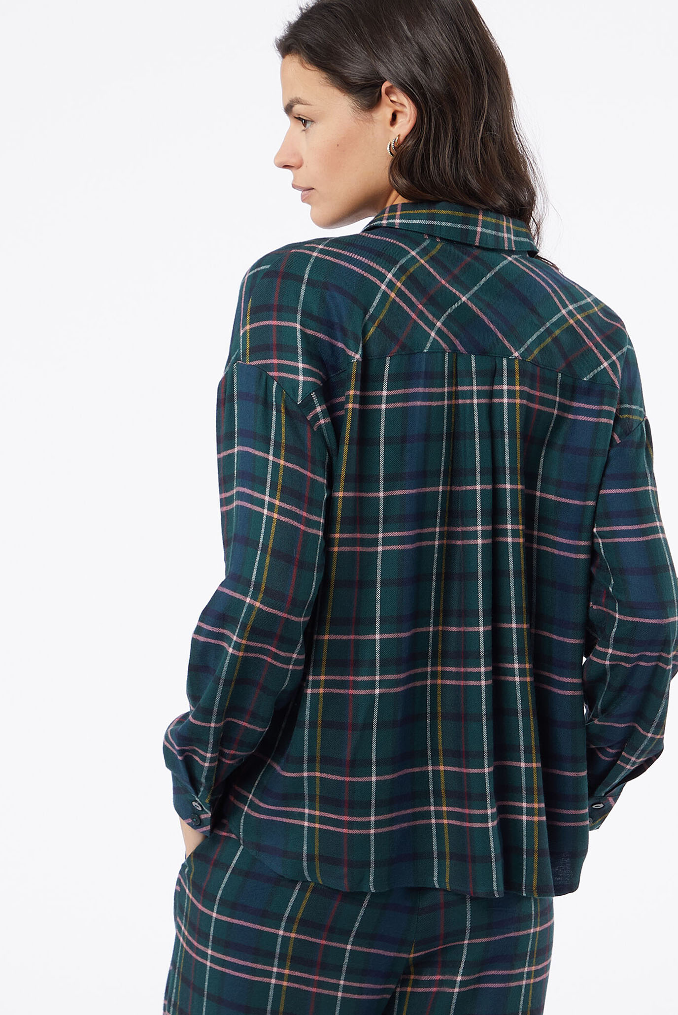 Женская зеленая рубашка в клетку EASY 2